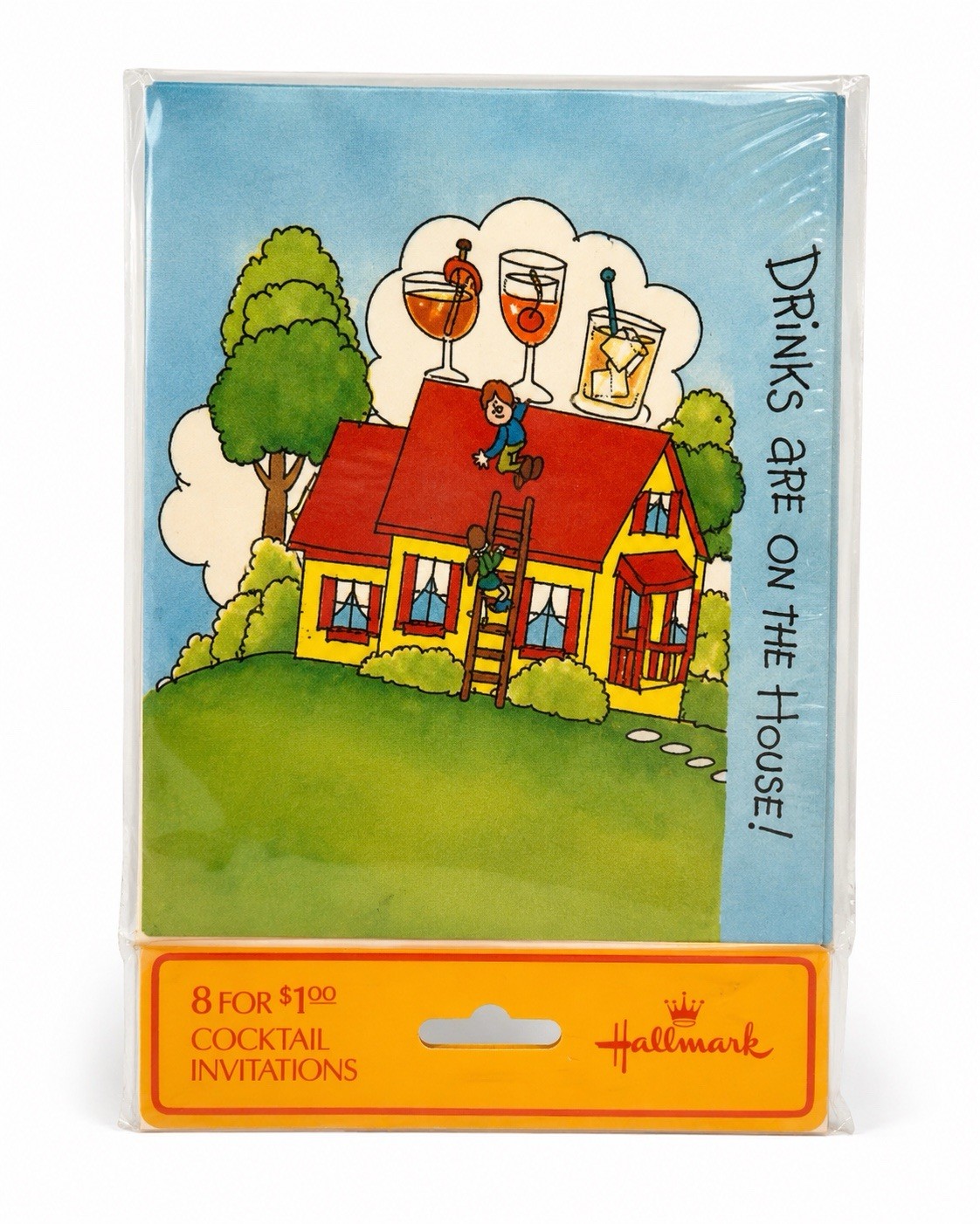 Vintage Hallmark Cocktail Party Invitations Pack 8 Count Drinks On The House