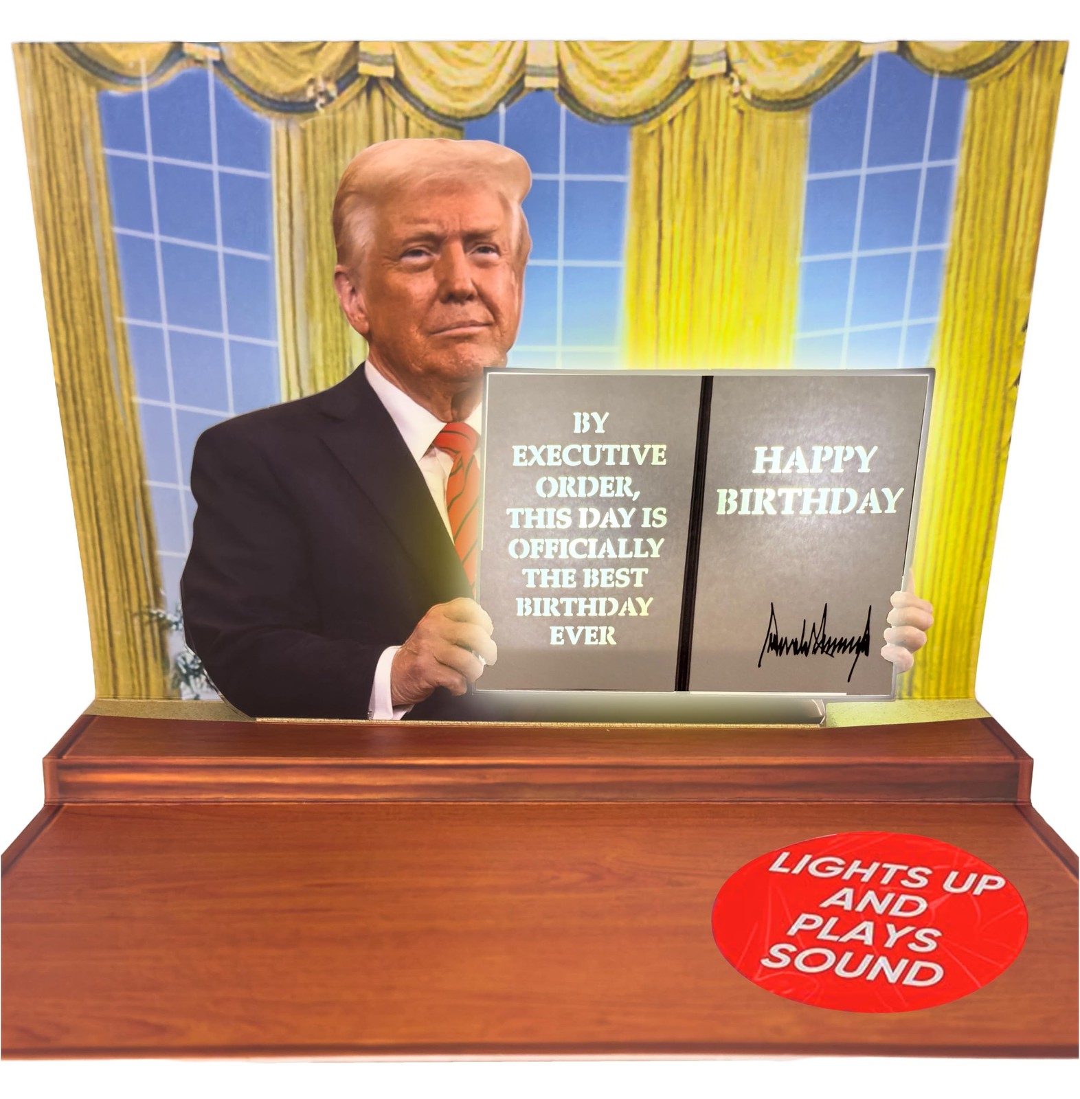 Talking Donald Executive Order Pop Up Birthday A6 (105 x 148 mm), Multicolor