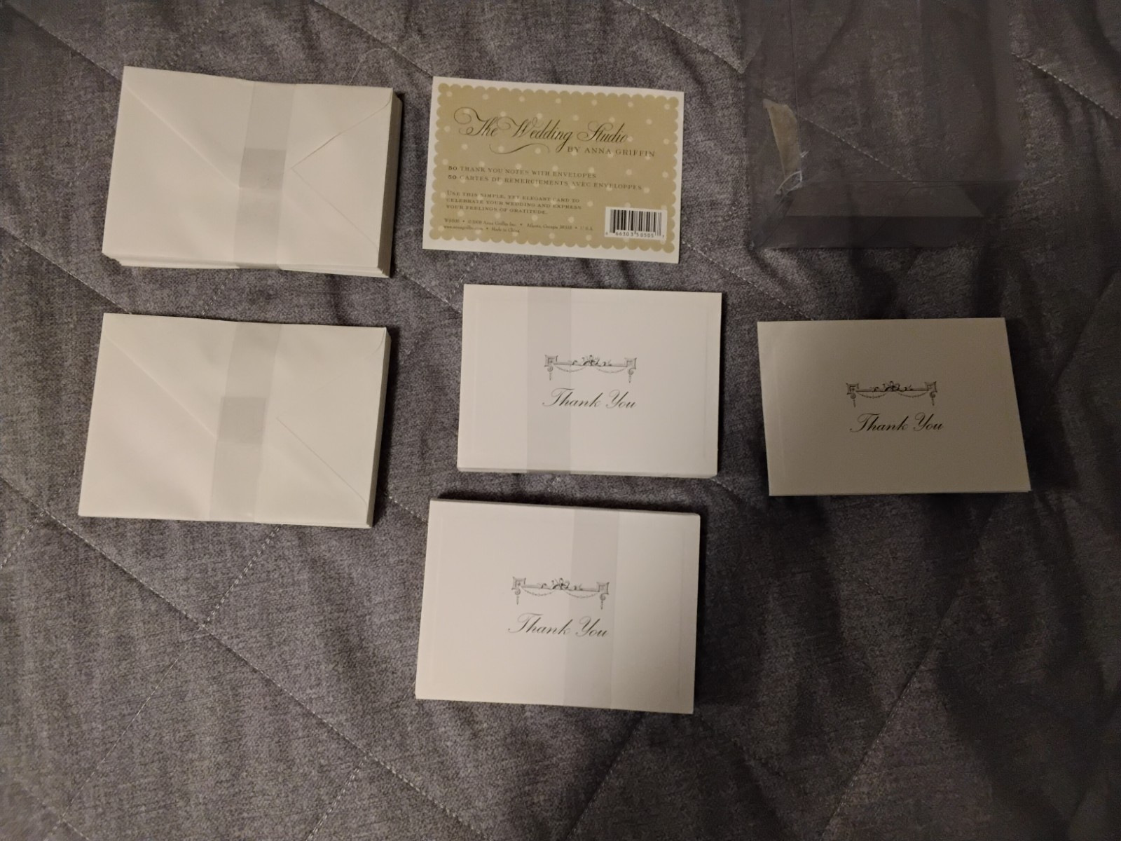 NIB New ANNA GRIFFIN The Wedding Studio 50 Thank You Fold Note Cards Envelopes