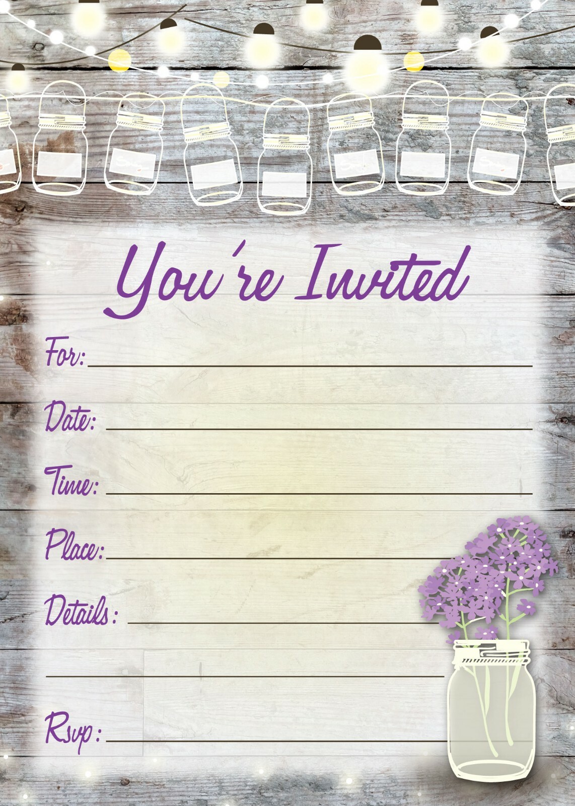 You’re Invited Rustic Invitations – 25 Invites with Envelopes – B15215
