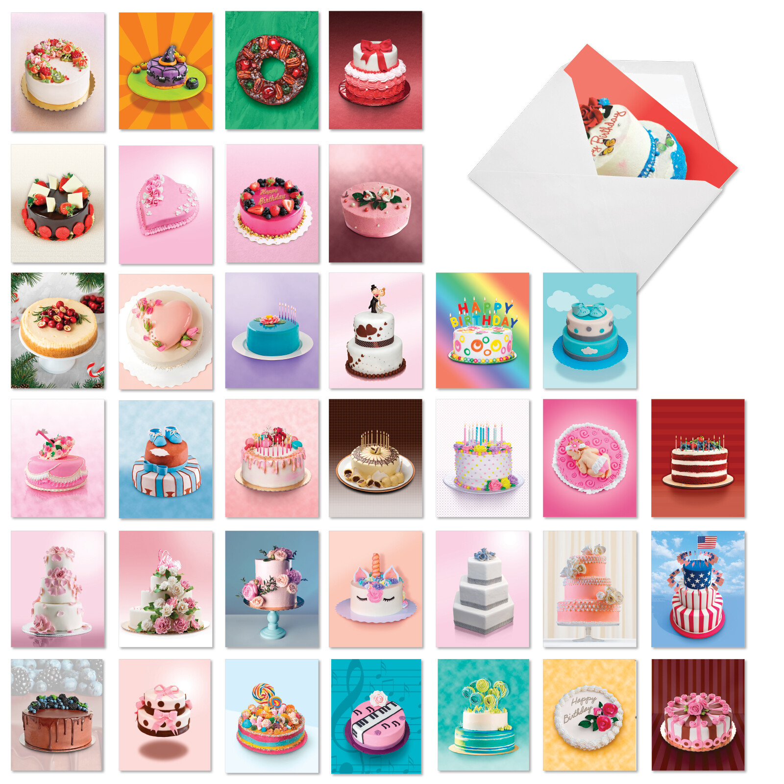 36 Asst’d Blank Card Set 4 x 5.12 Inch with Envelopes – Cakes for All Seasons
