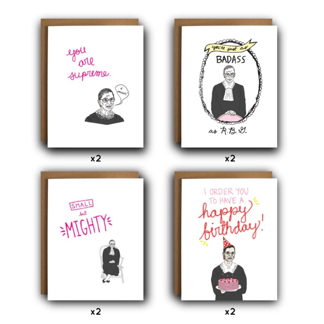 RBG Ruth Bader Ginsburg Greeting Cards Box Set of 8 by The Card Bureau