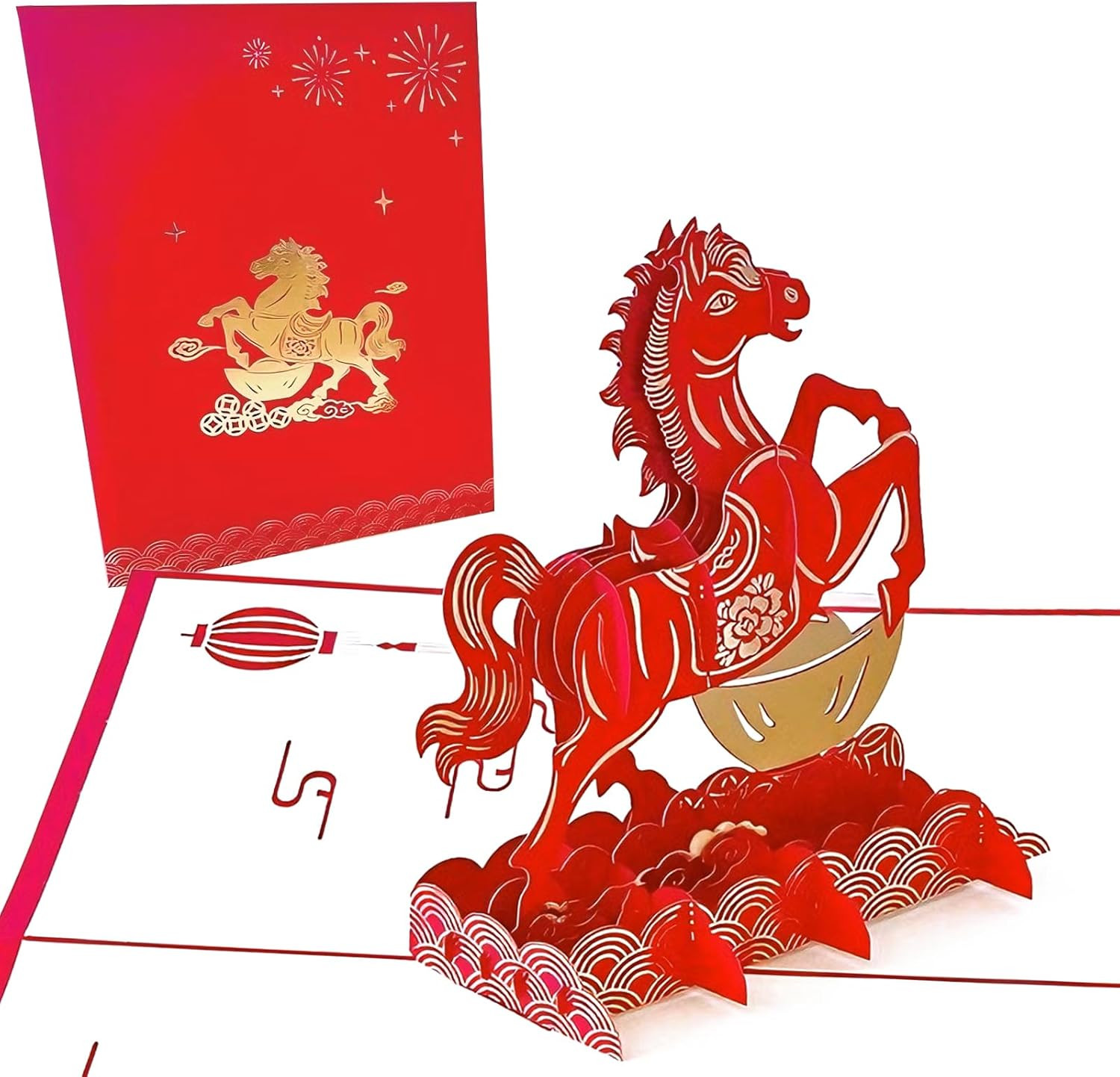 Chinese New Year Cards 2026 Horse Lunar New Year Pop up Card 3D Chinese New Y…