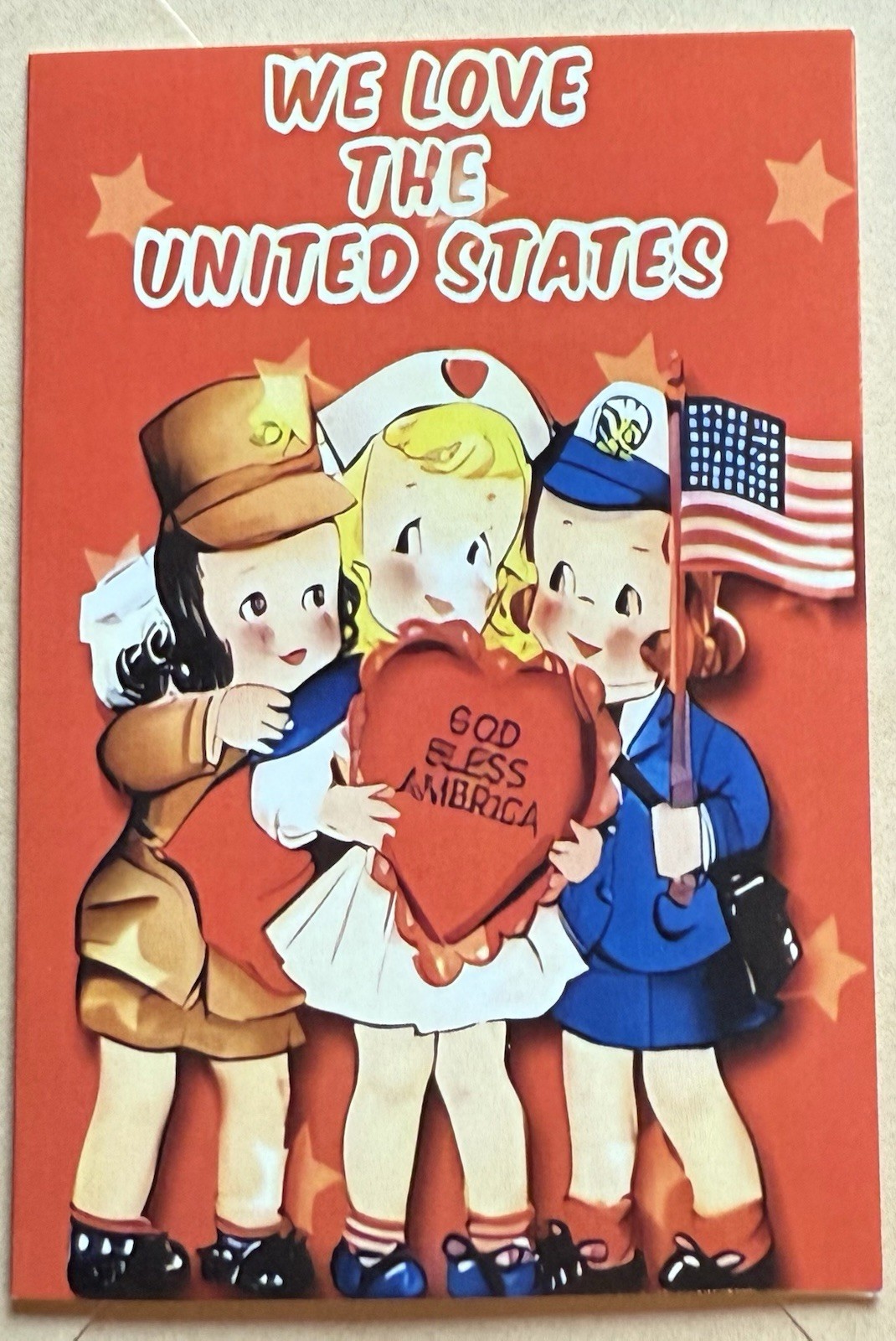 Patriotic USA July 4th We Love The United States Greeting Card Envelope #5849