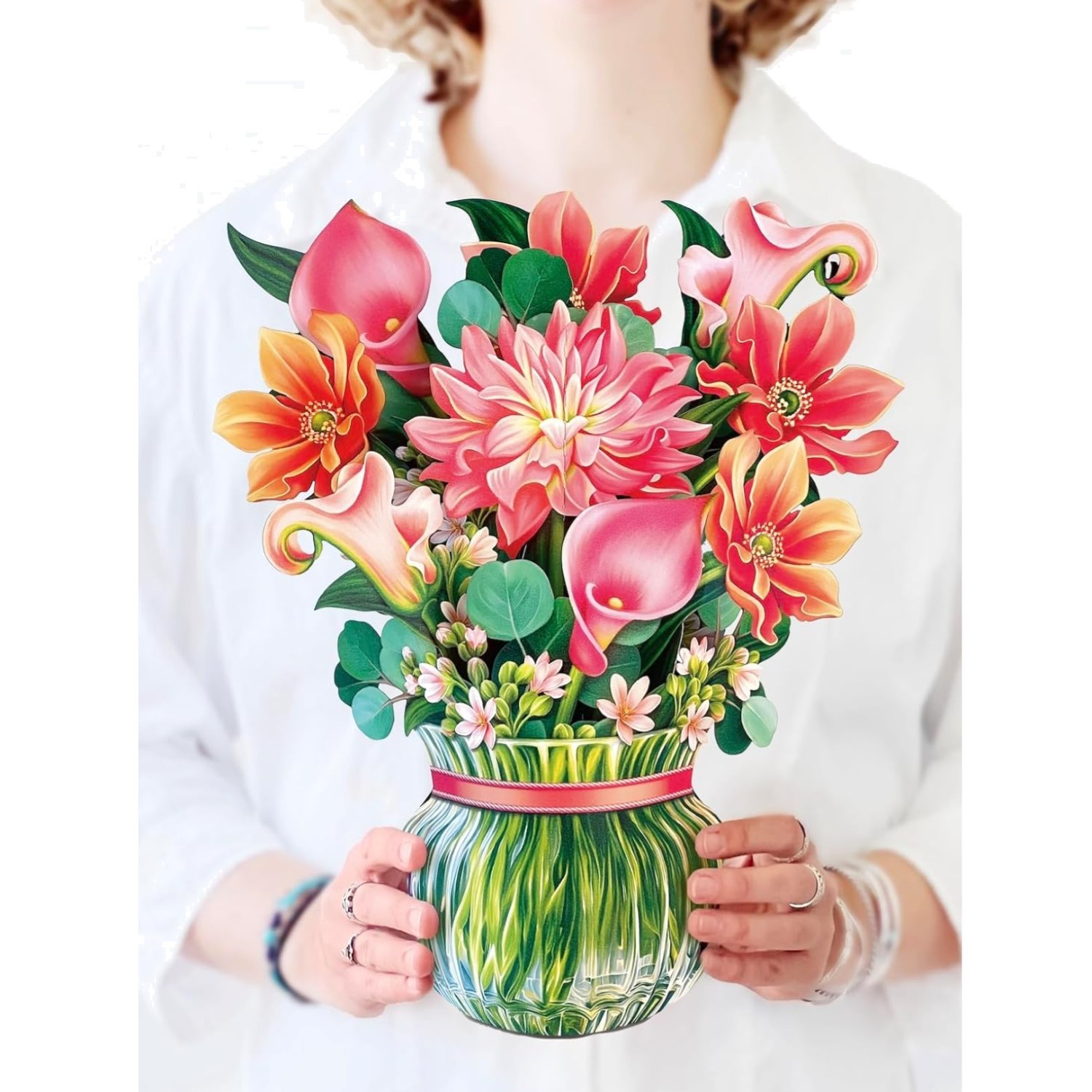 Pop Up Cards, Dear Dahlia, 12 Inch Life Sized Forever Flower Bouquet 3D Popup…