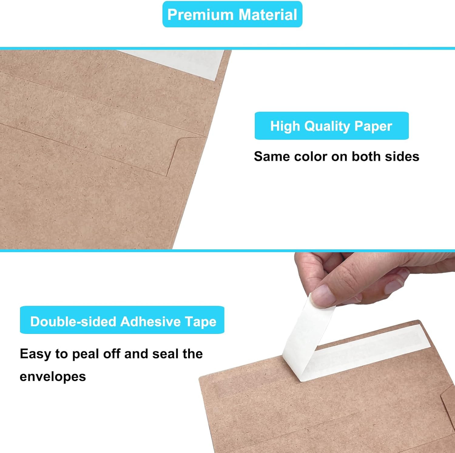 100 Pack 4×6 Envelopes for Invitations, Brown Kraft Envelopes, Self Seal A4 Enve