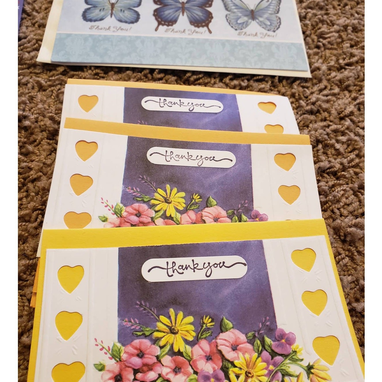 Thank You Greeting Cards Lot Set of 6 Appreciation Puppy, Butterfly, Floral