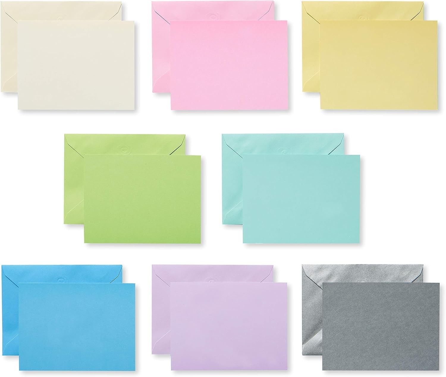 Single Panel Blank Cards Bulk with Envelopes, Pastel Colors 100-Count