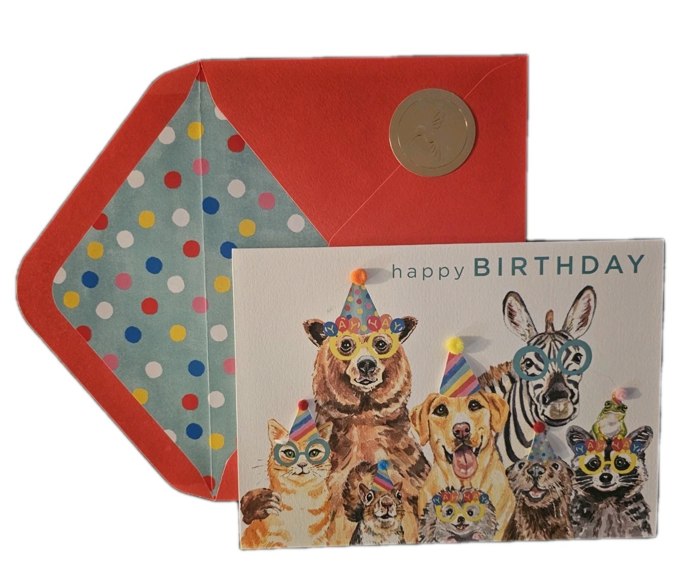 Papyrus Birthday Card Animals Wearing 3D Party Hats 🥳