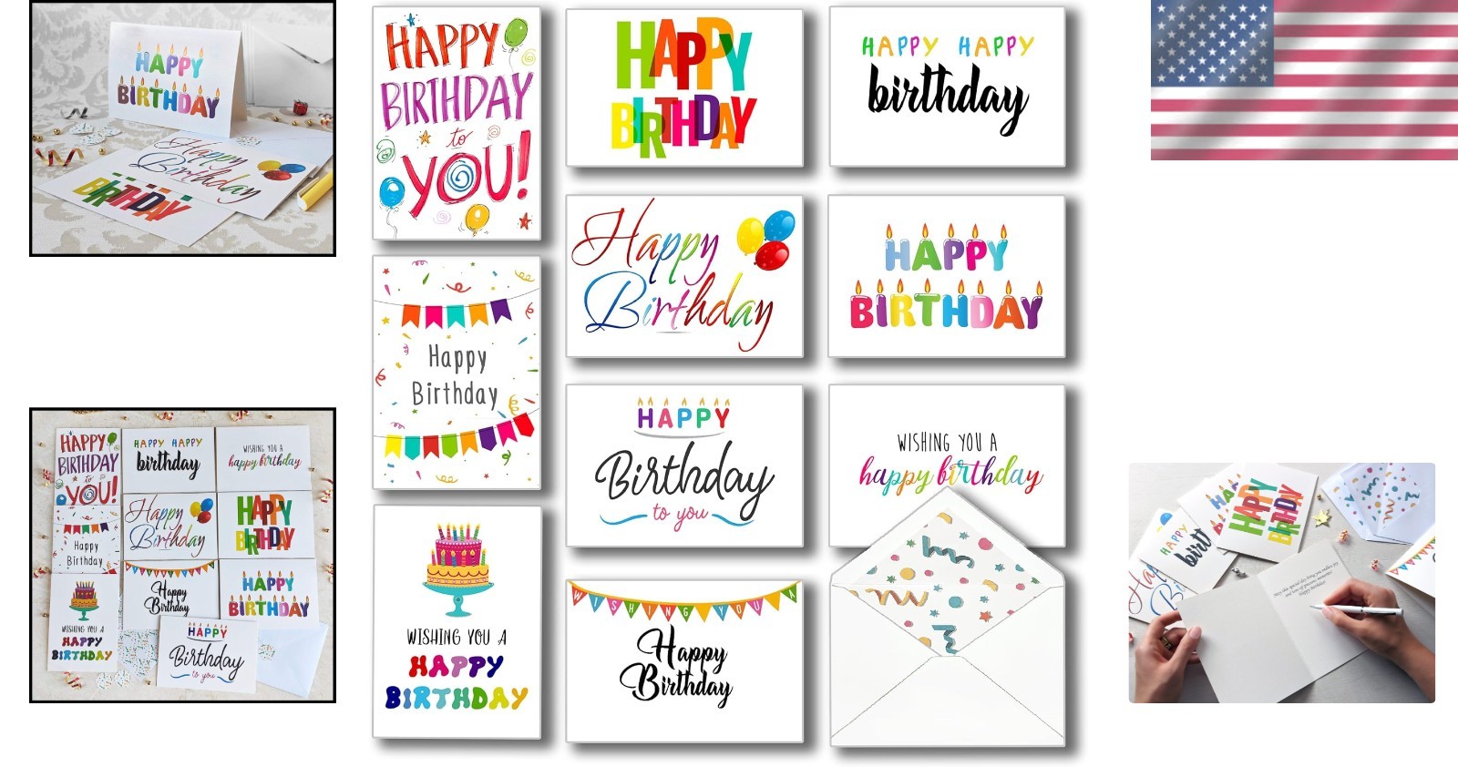Bulk Happy Birthday Greeting Cards Set – 10 Designs