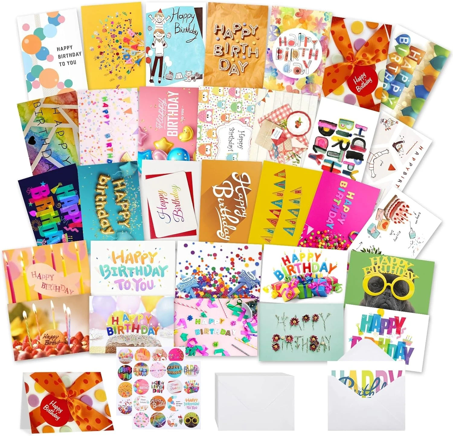 Joyberg 32 PCS Happy Birthday Cards Bulk with Envelopes, 4X6 Assorted Birthday C