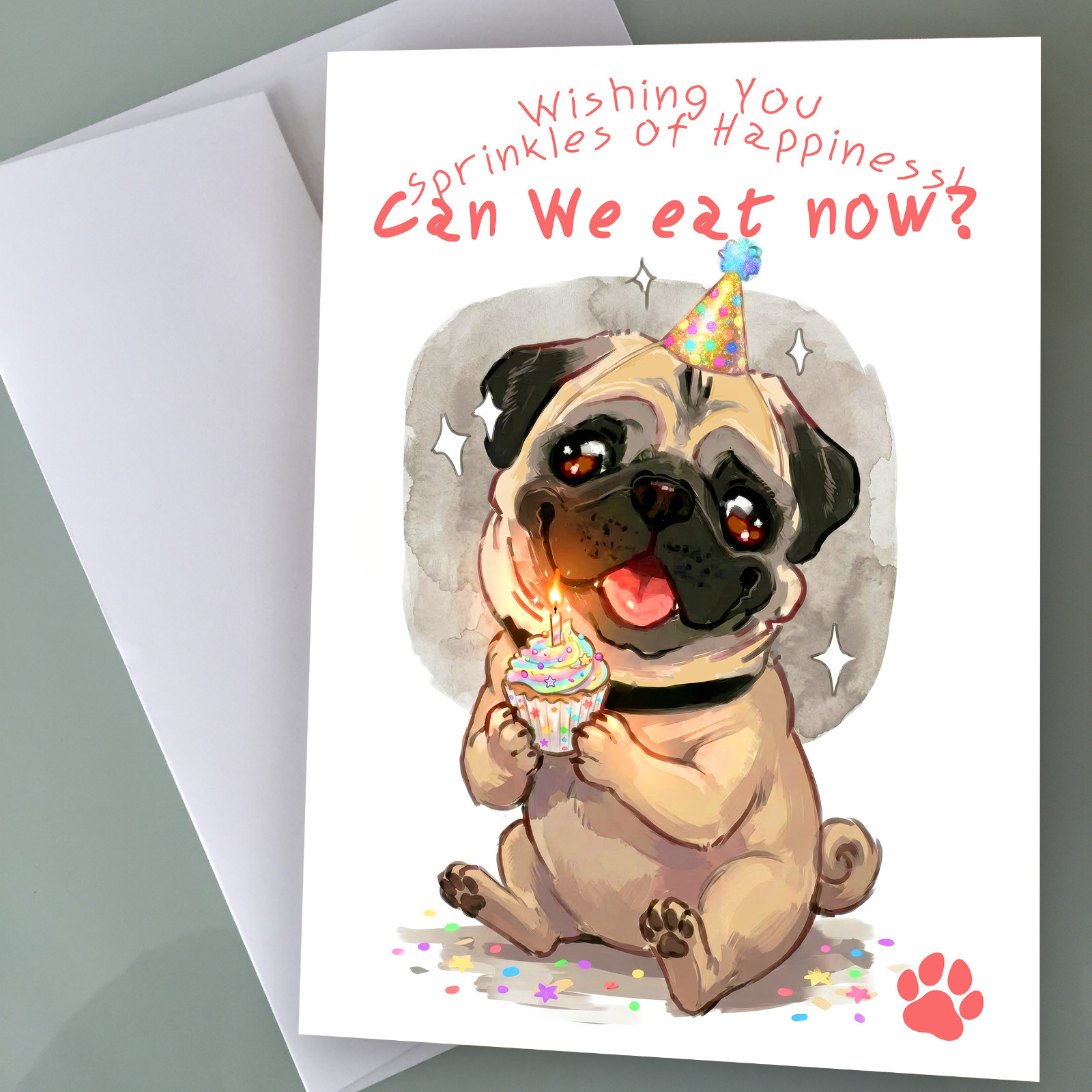 Cute Pug Birthday Card – Funny Dog Birthday Card Gift For Dog Lovers