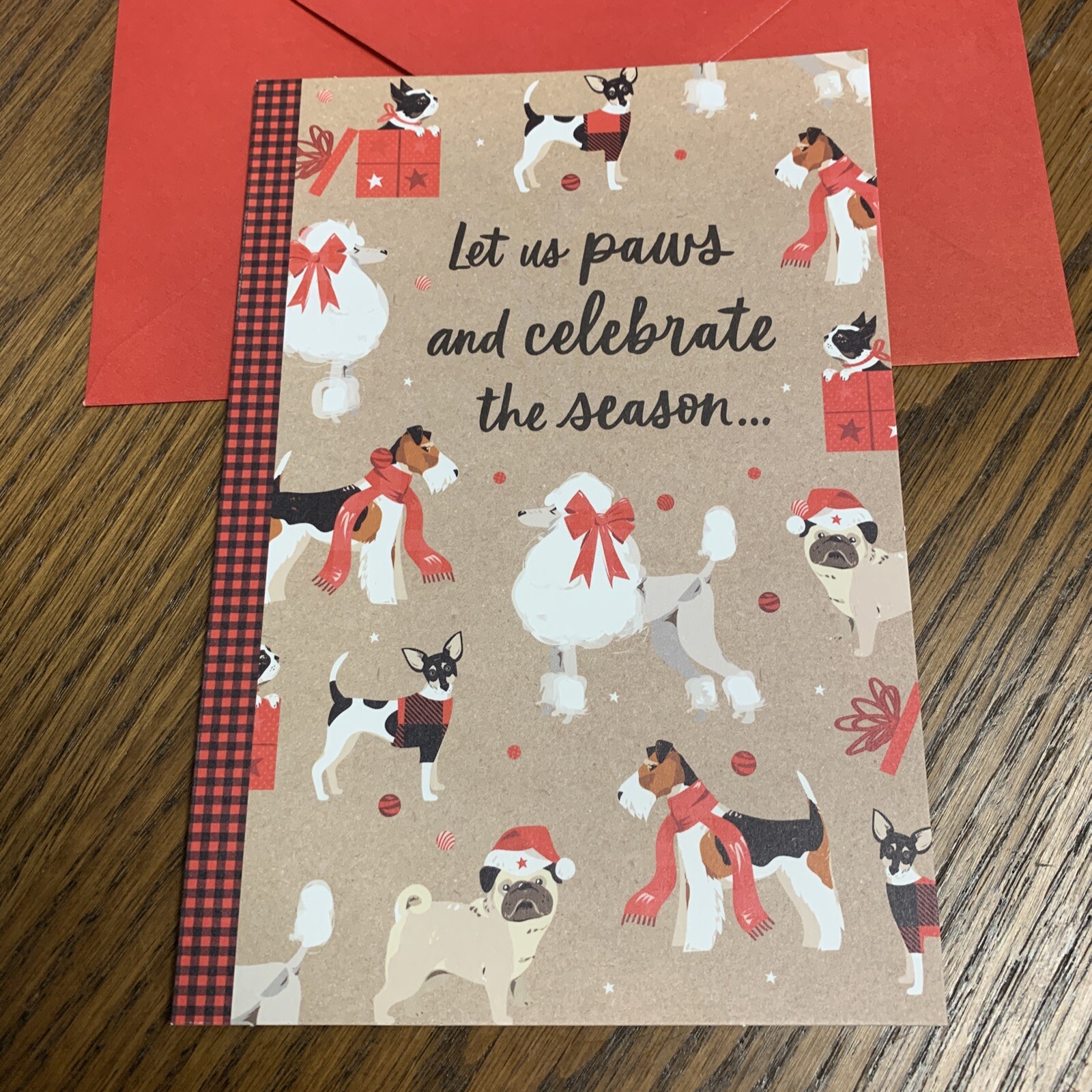 Merry Christmas Funny Dog Let Us Paws And Celebrate 5″x7″ Hallmark Greeting Card