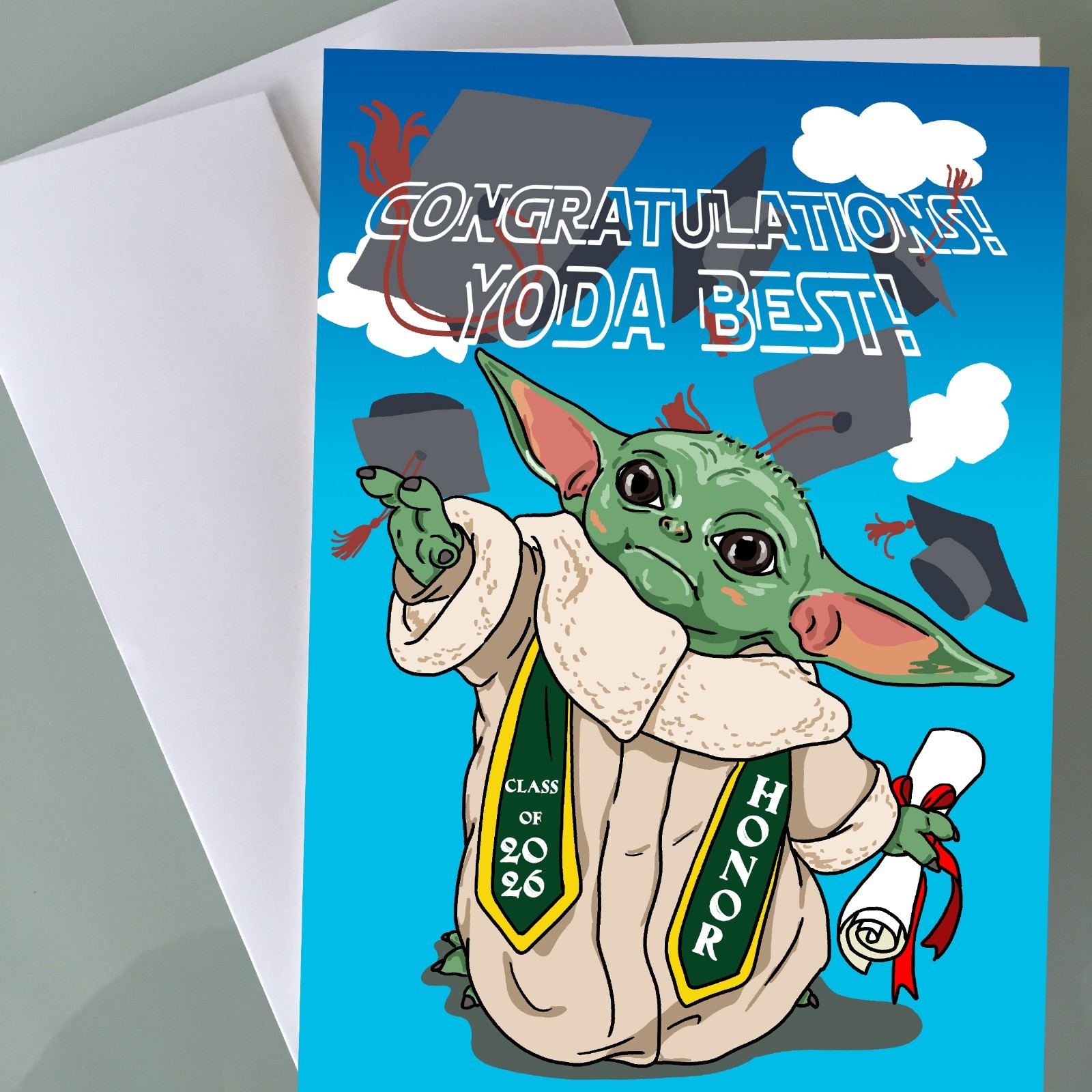 Baby Yoda Graduation Card Mandalorian Grogu Graduation Card