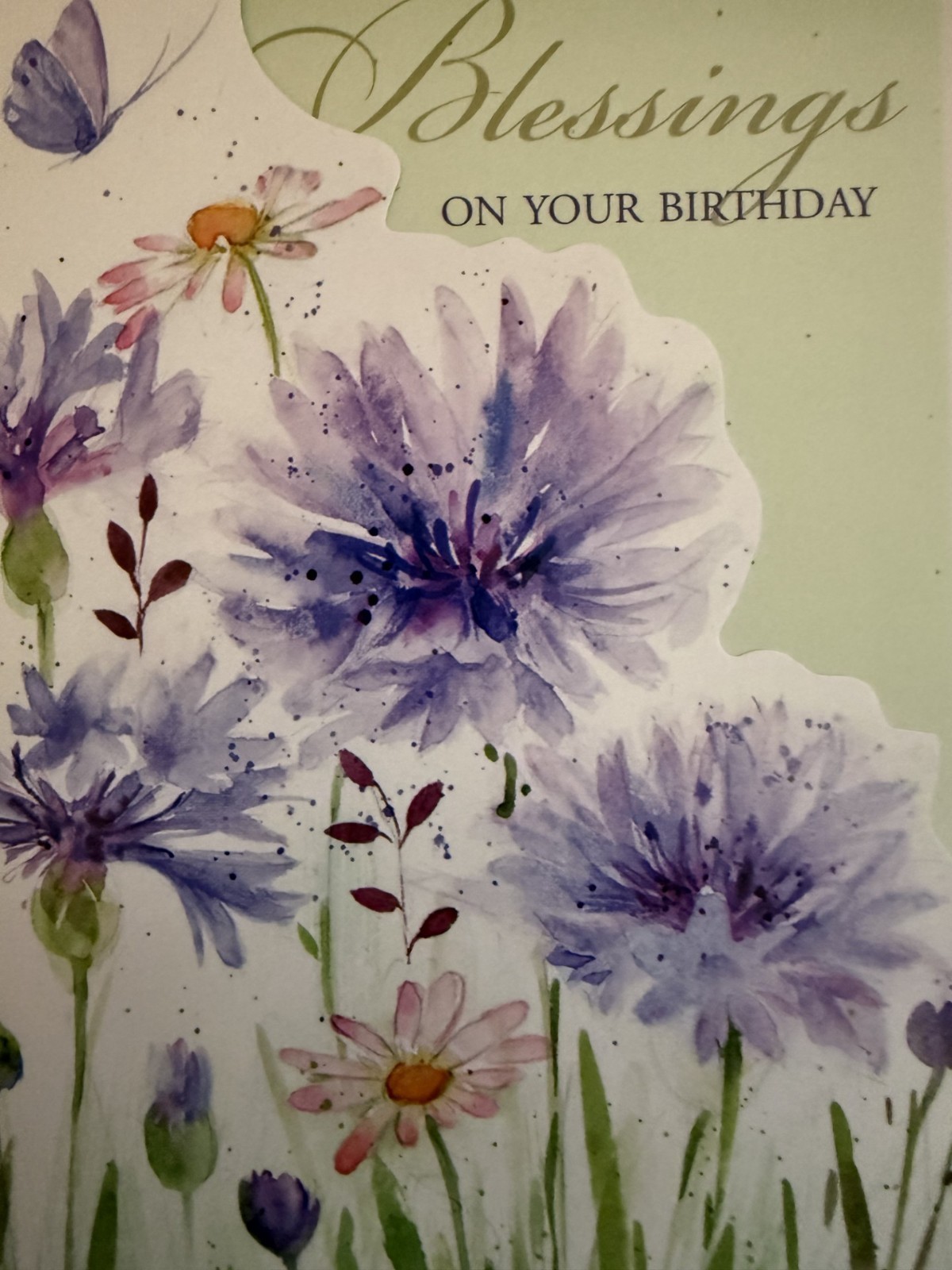 “Blessings on Your Birthday” – Purple wildflowers – Approx 4.5″ X 6″