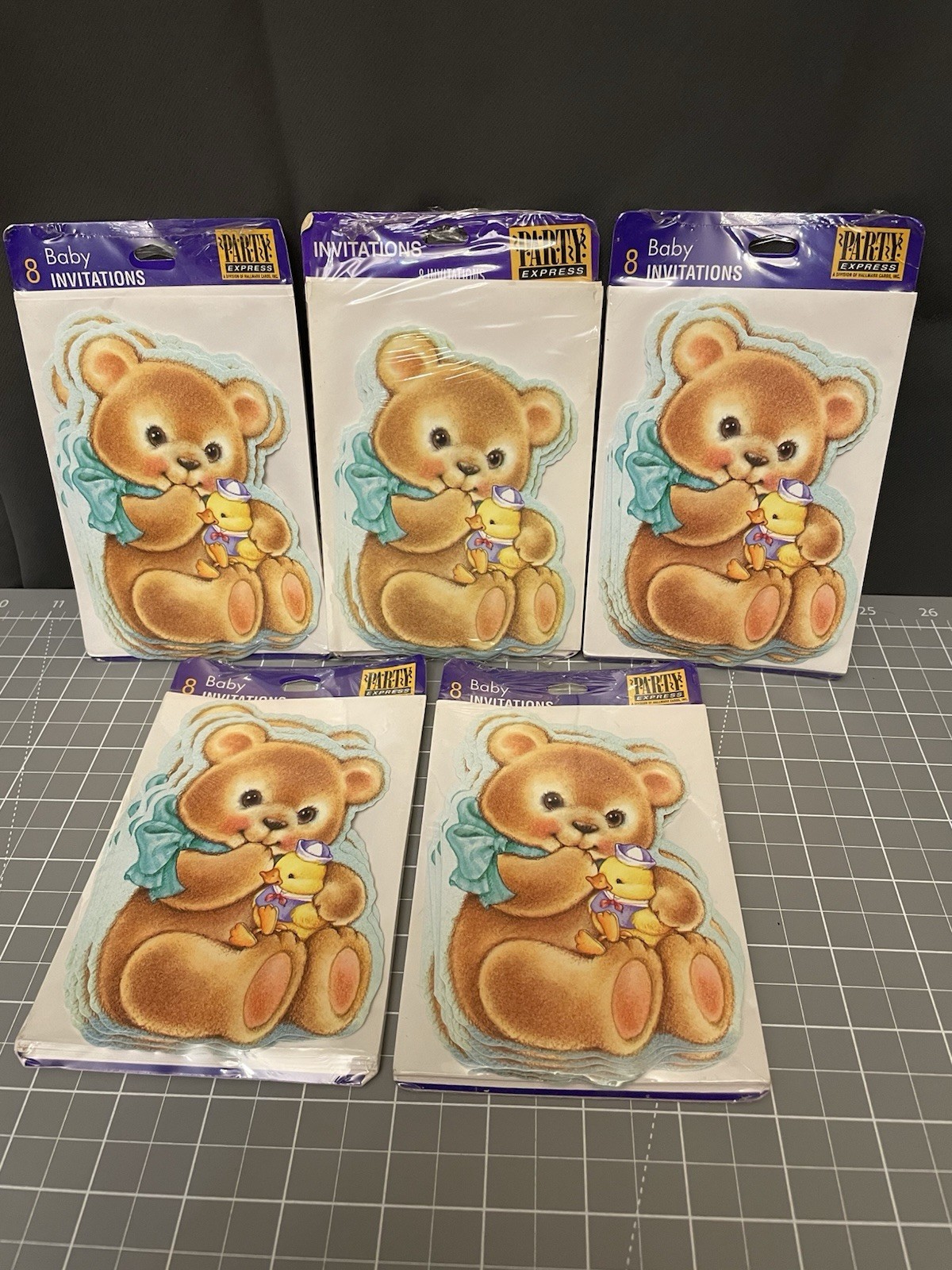 Vintage Party Express Bear Baby Shower Invitations 40 Count Hallmark Made In USA