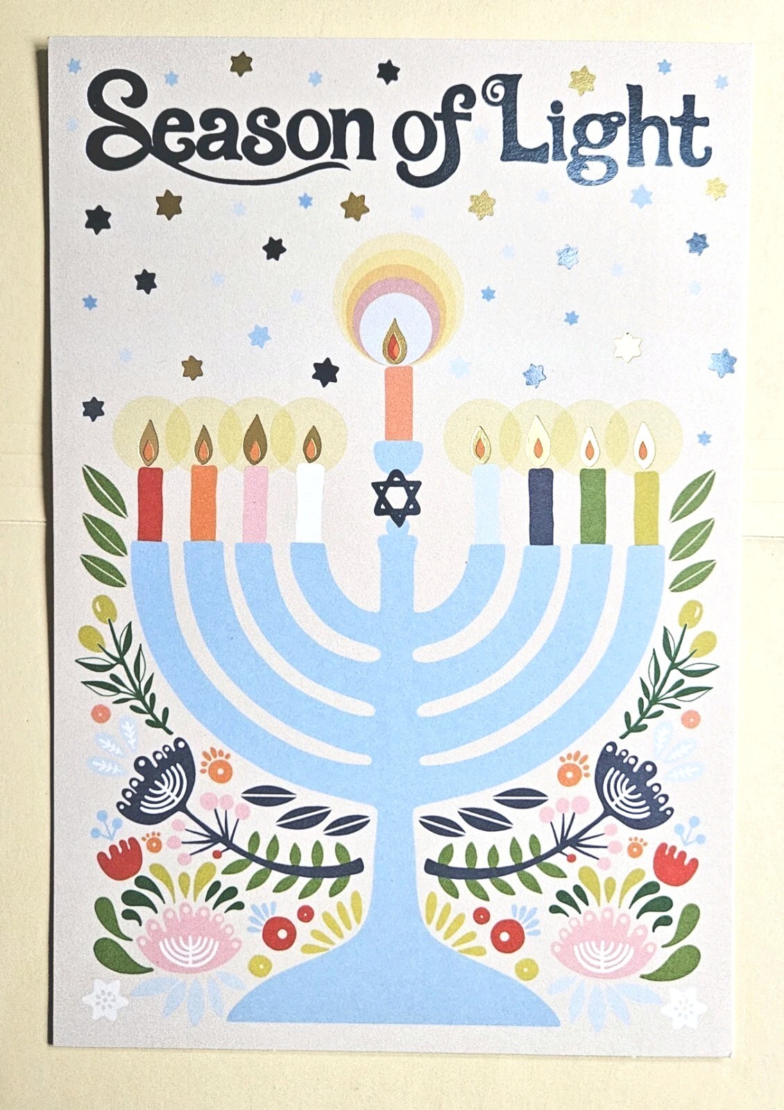 Happy Hannukah / “Season Of Light “/Greeting Card Large Format (+ Envel 8×5,5”)