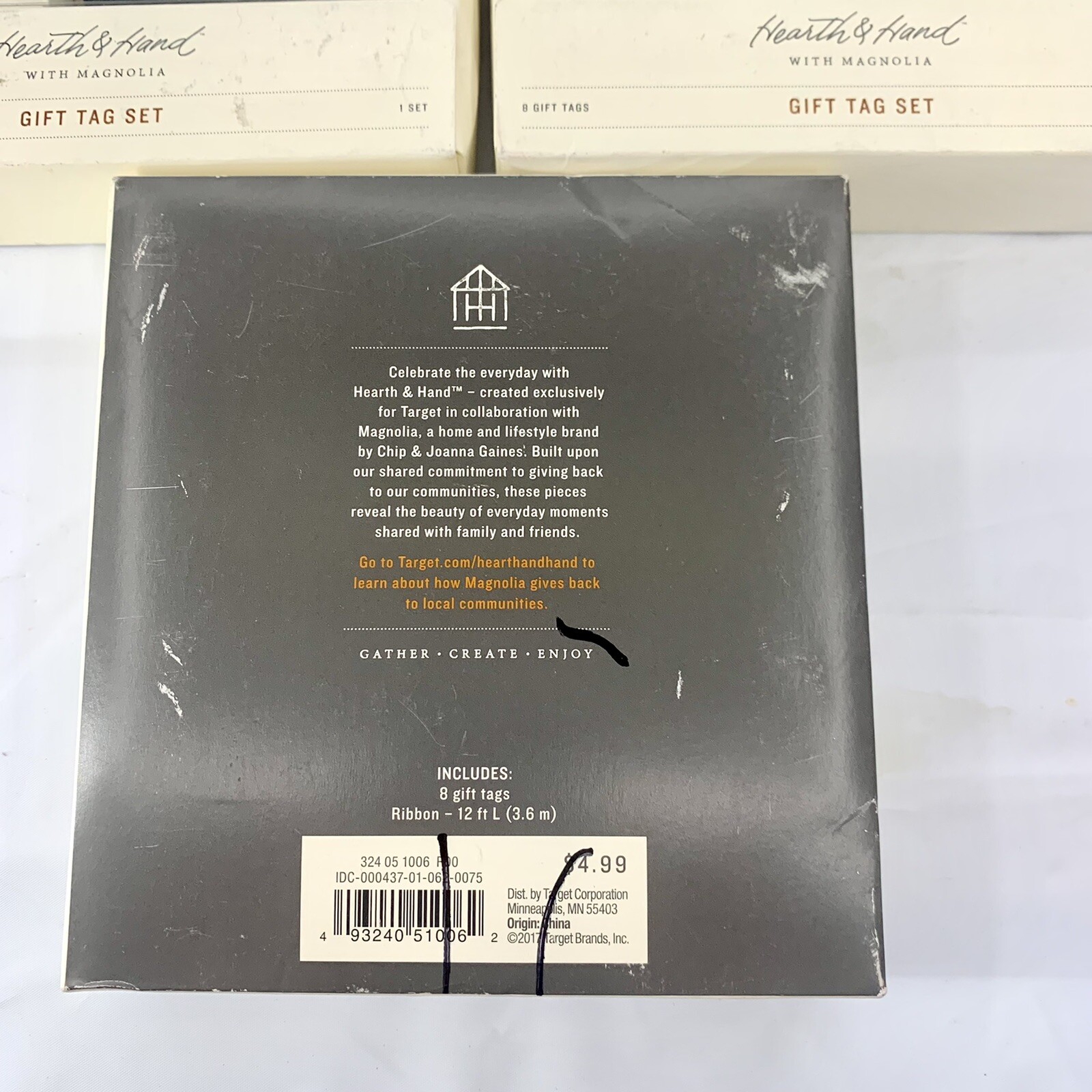 Hearth & Hand Magnolia Gift Card Tags 3 Sets, 8ct Each Gold Chevron Black Ribbon