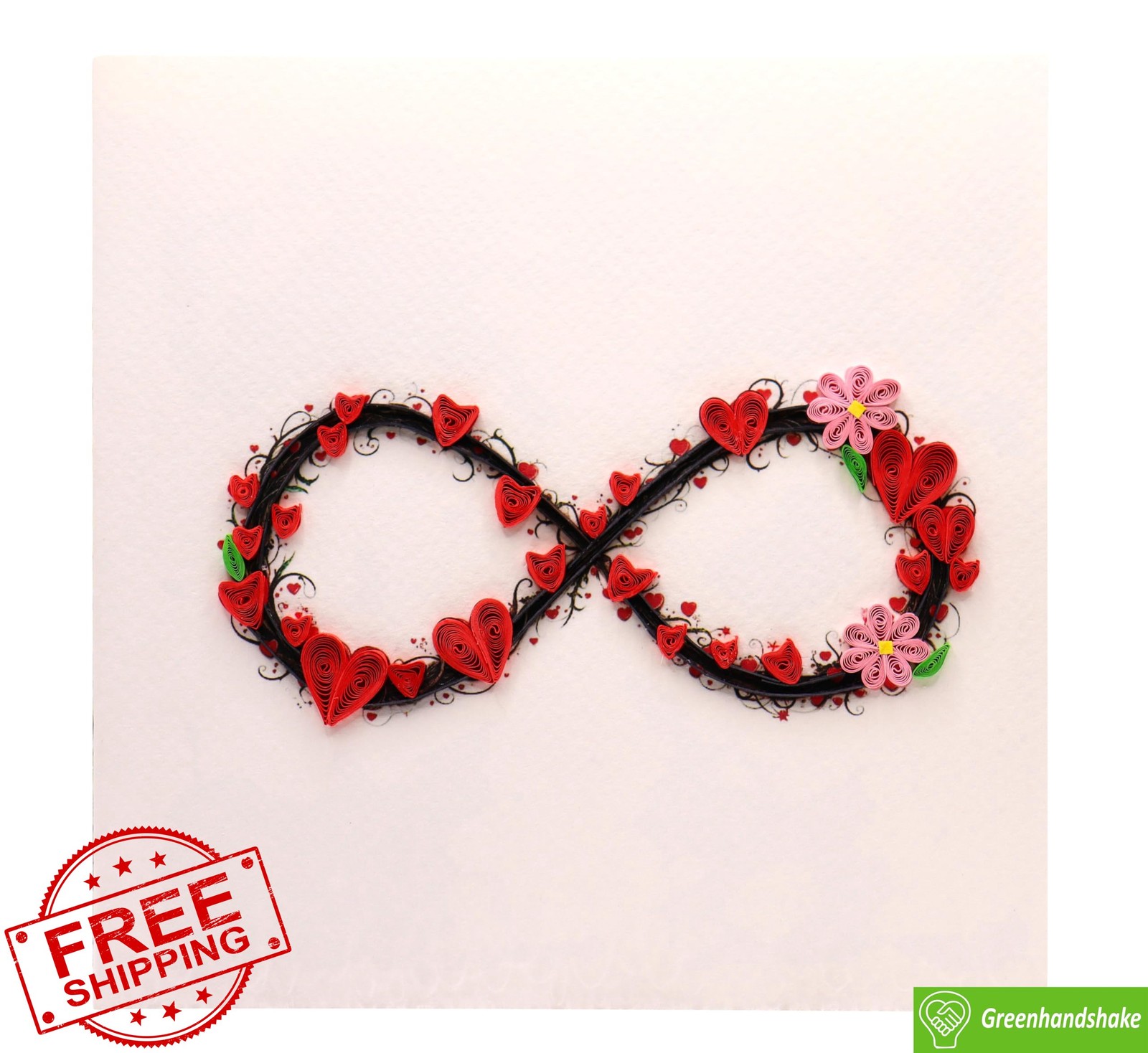 GREENHANDSHAKE Infinity Heart Quilling Card 6″x6″ Birthday Valentine Mother’s