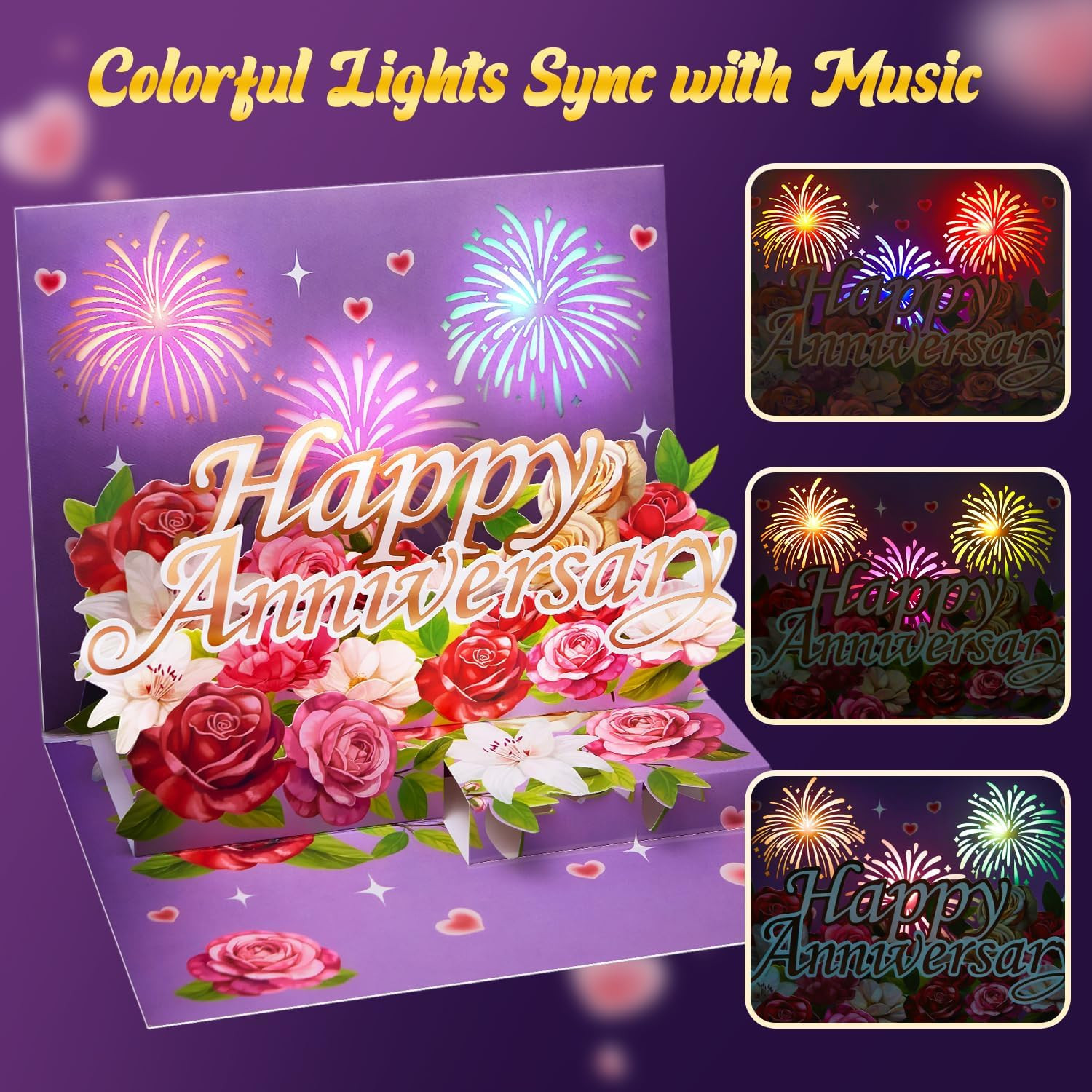 Anniversary Card with Music & Lights 3D Pop Up Happy Anniversary Cards for Him