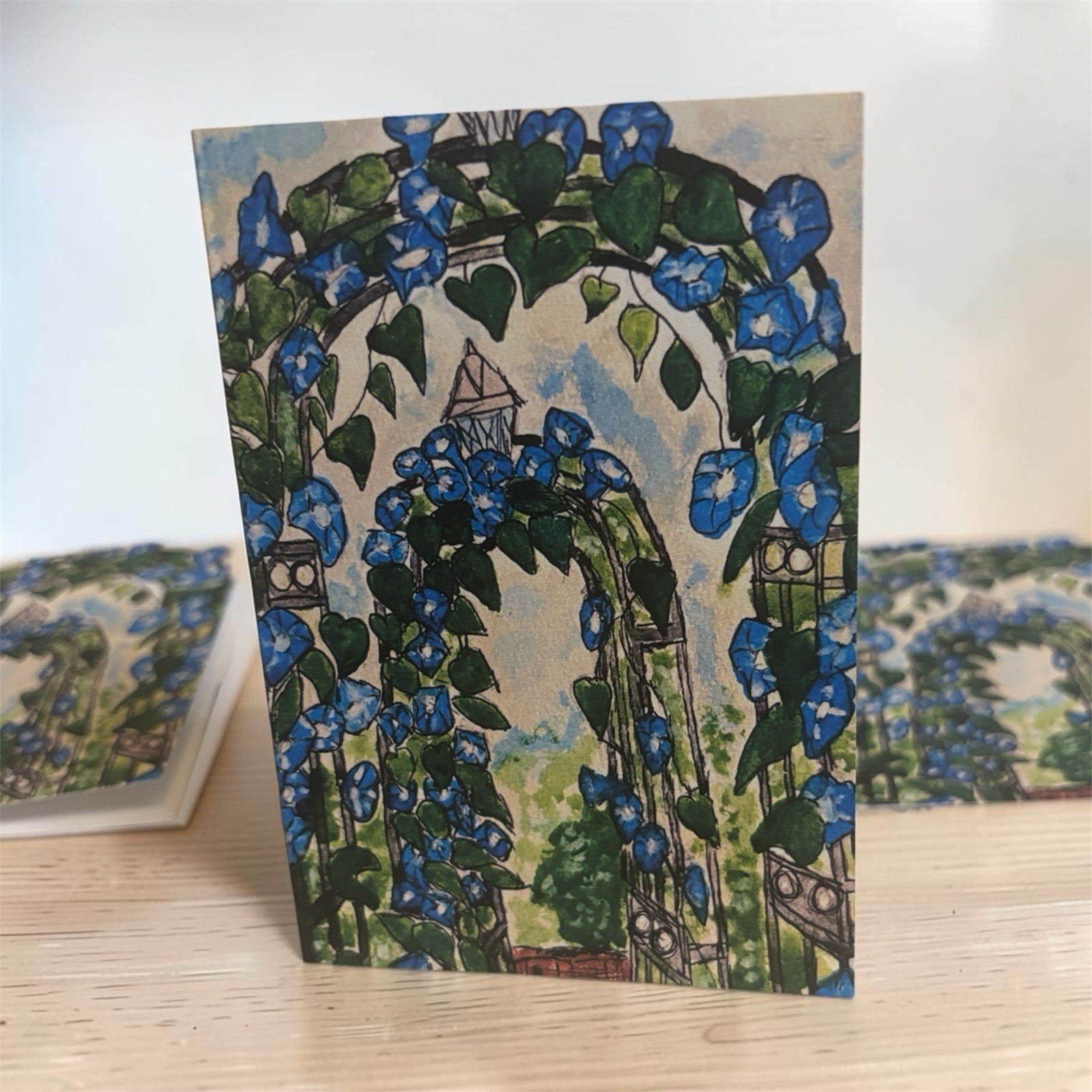 Morning Glory Archway – Blue Skies Garden Escape Greeting Cards Set of 5
