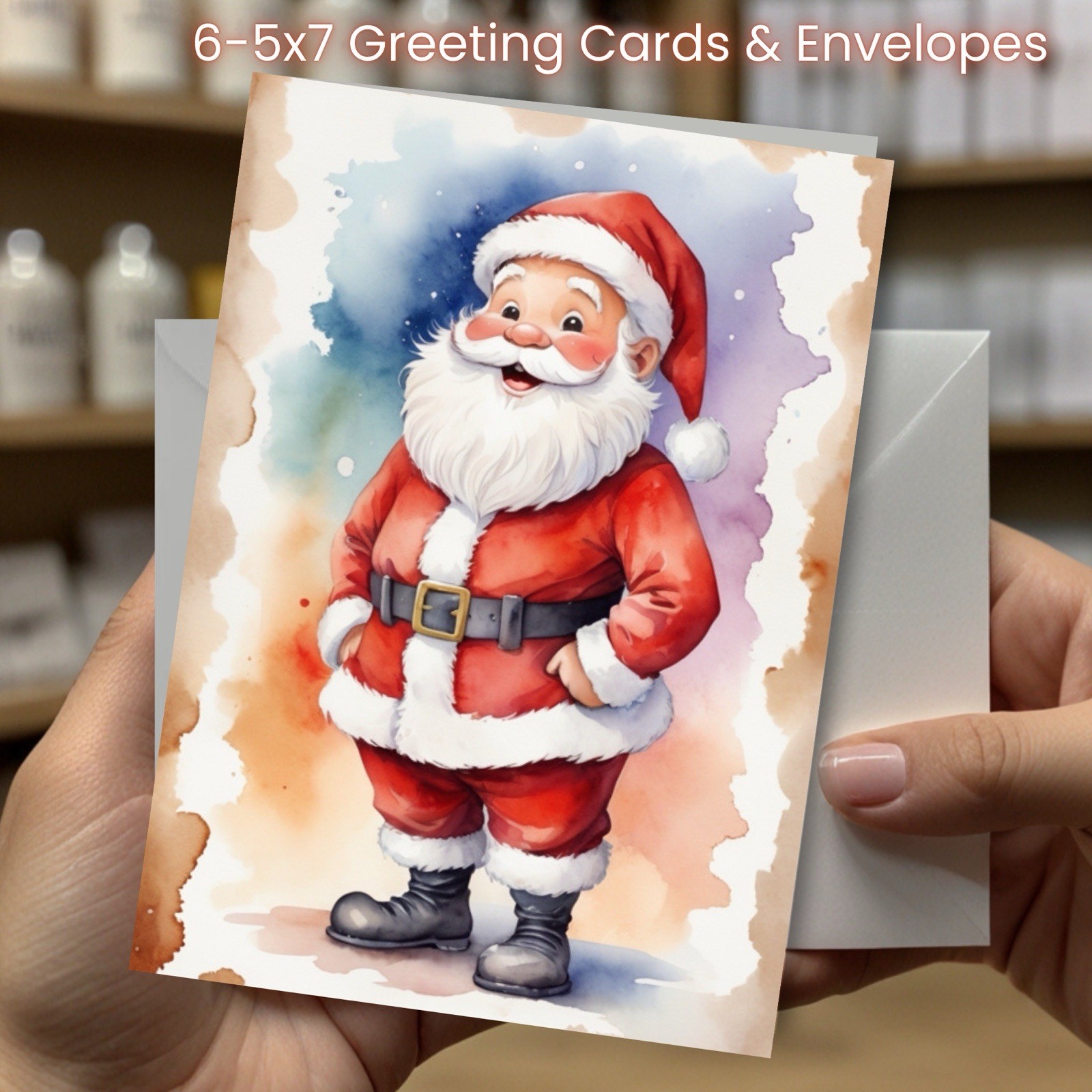 Christmas Greeting Cards w/ Envelope – Set of 6 -5×7 Cards & Envelopes L#006