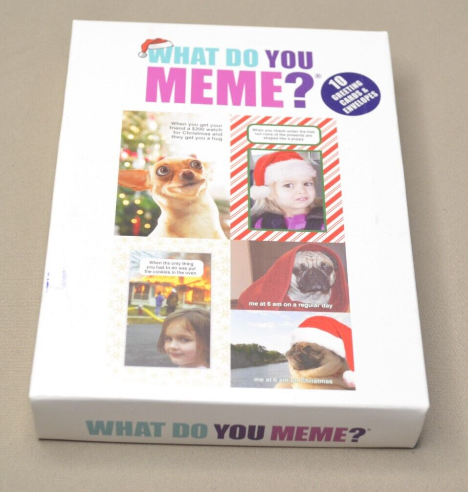 Christmas Greeting Cards & Envelopes, What Do You Meme? 10 Pack, Open Box, 2021