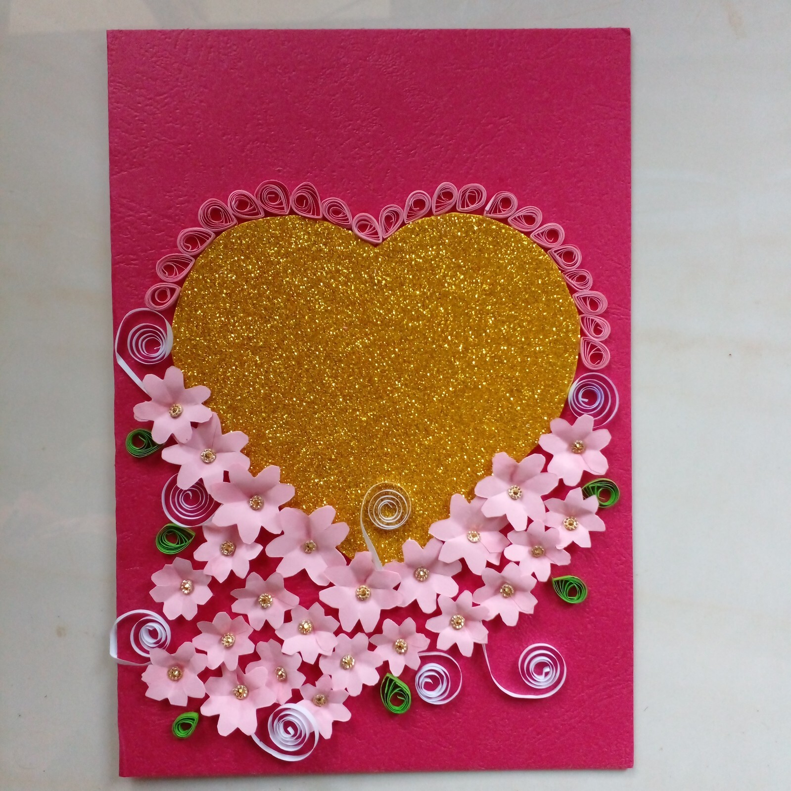 Sri Lanka Handmade Paper Quilled Greeting With Heart For Anniversary , Wedding