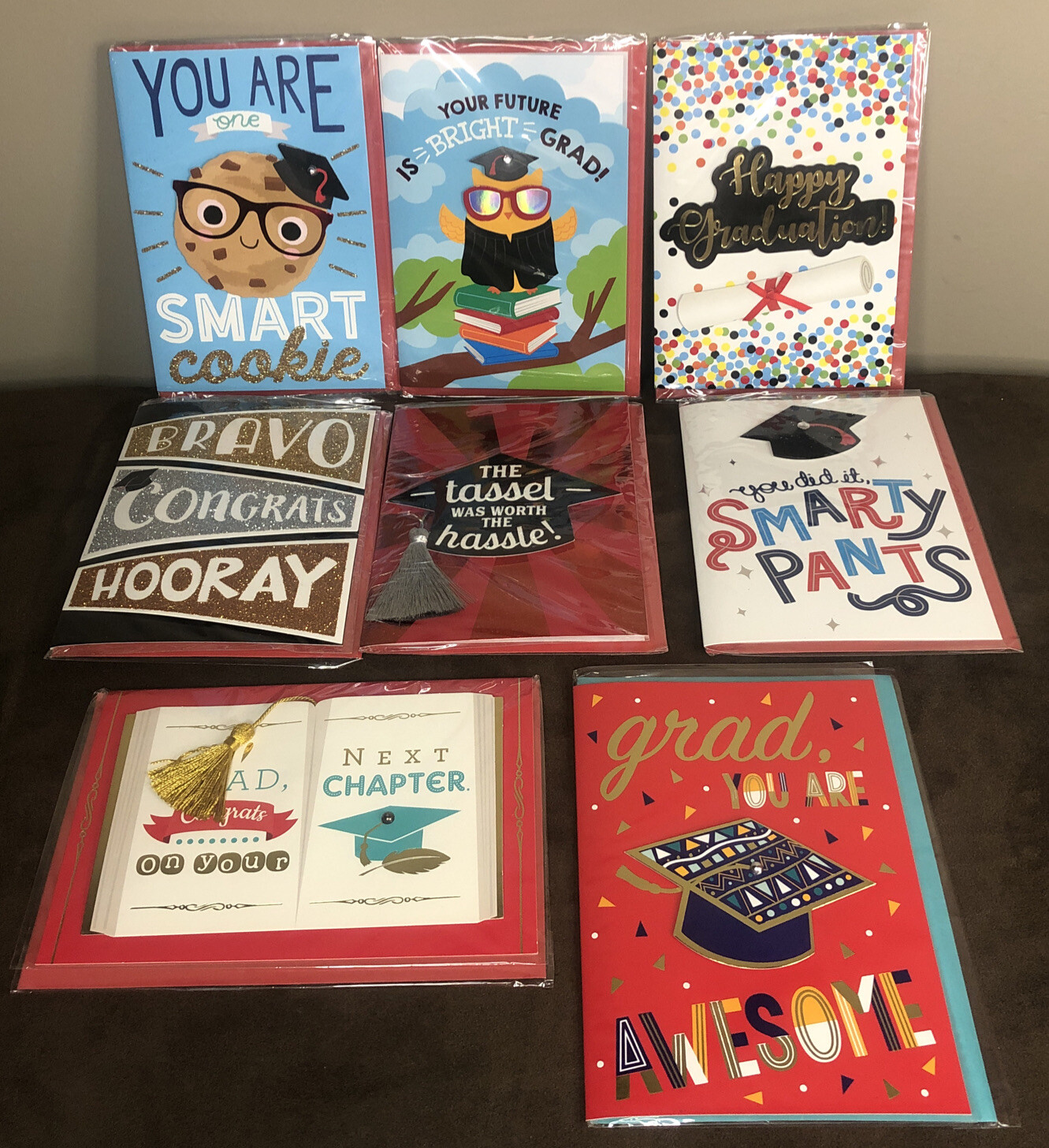 Lot of 8 VOILA Graduation Greeting Cards 3D in Plastic w/ Envelope Embellishment