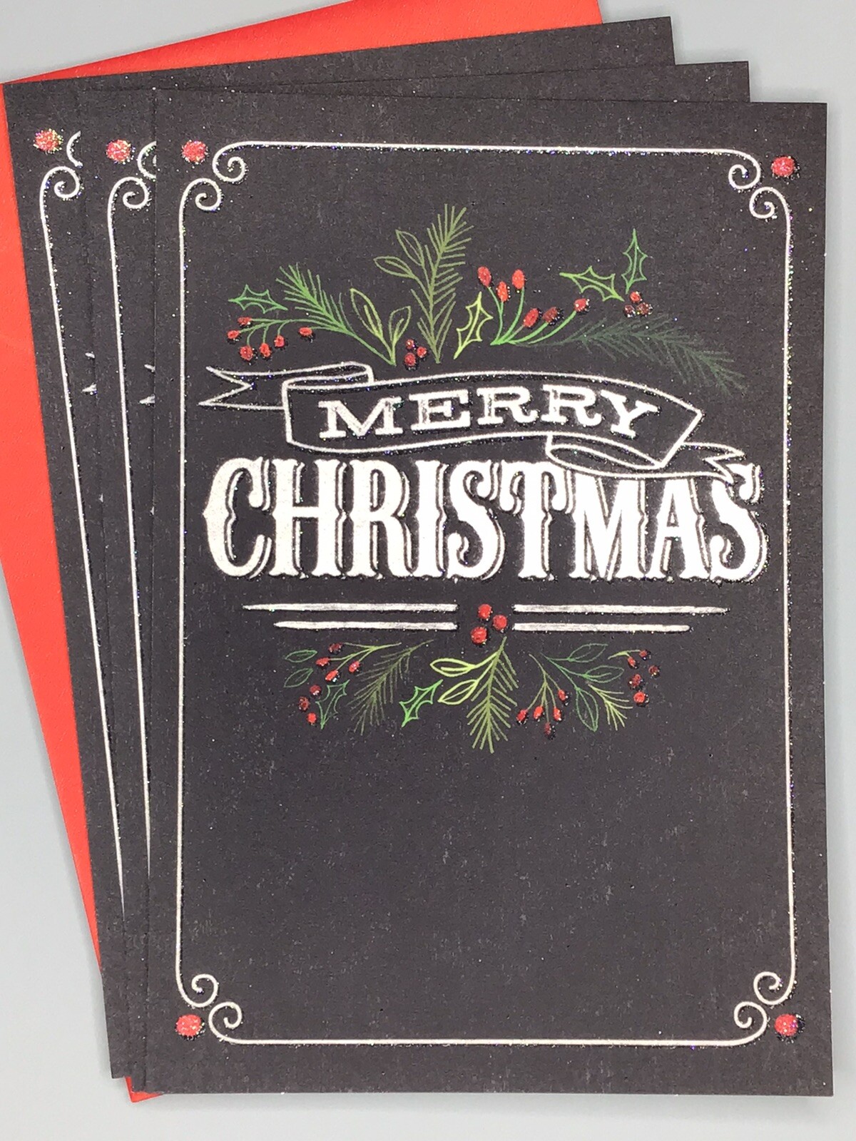 3 Hallmark Merry Christmas Cards Friends Family 8×5.25 Expressions Holly