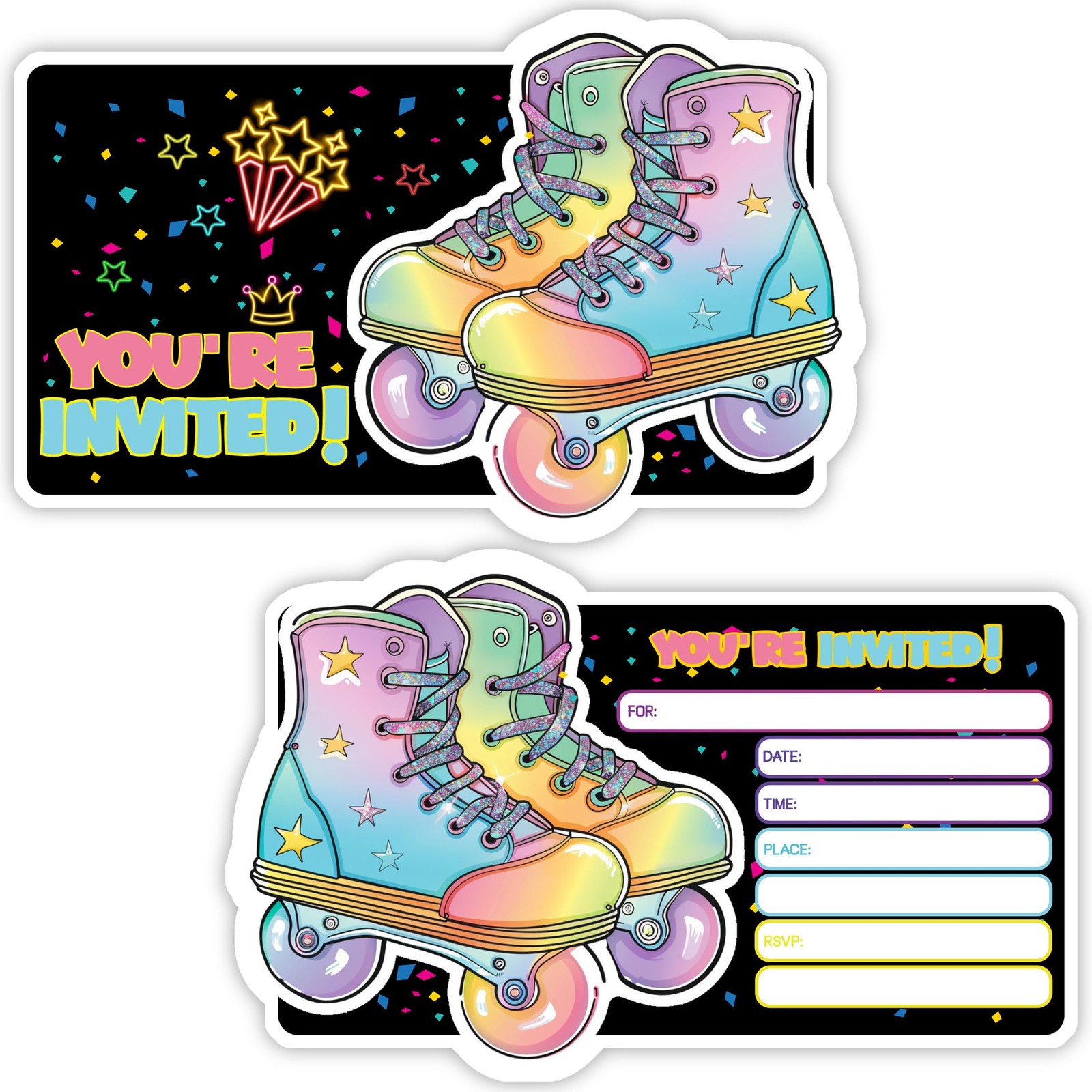 Roller Skating Party Invitation Cards Rink Skate Invites 30 Cards Envelopes
