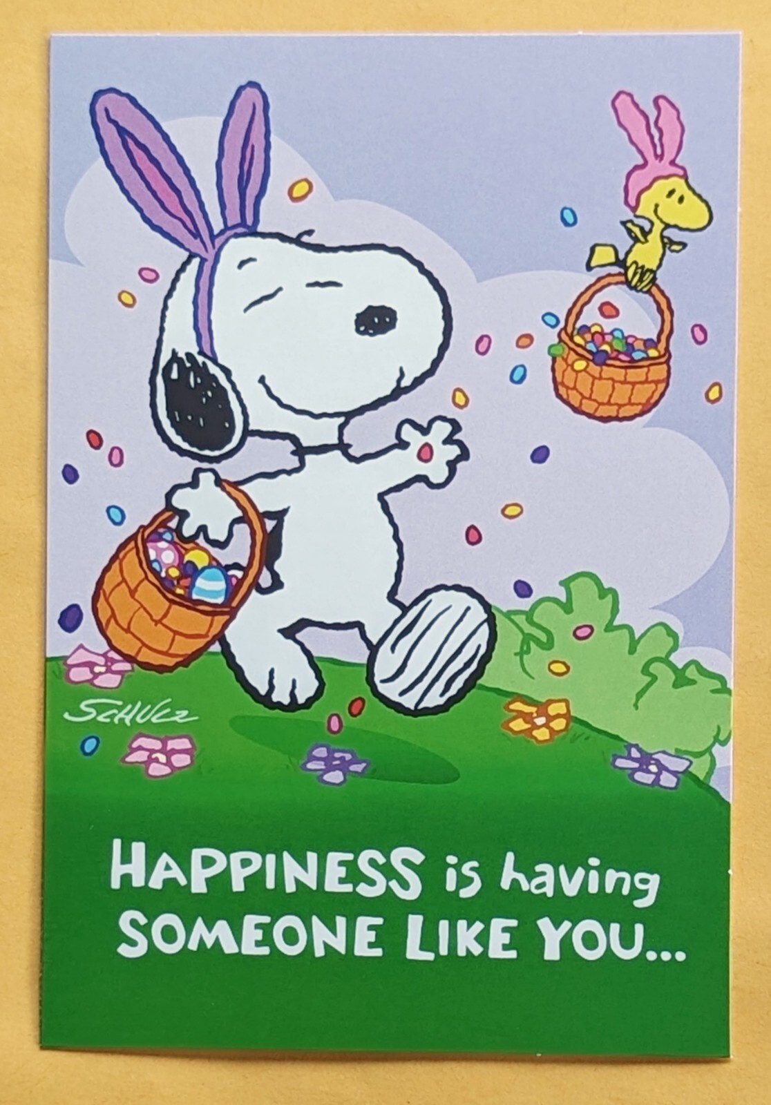 Snoopy Happy Easter Greeting Card (+Envelope 4×6″).