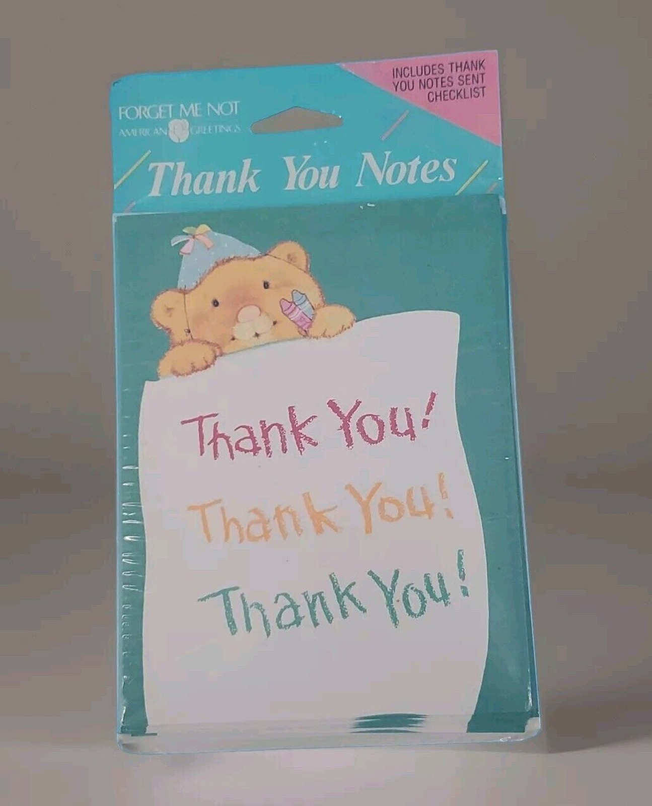 Thank You Note Cards Teddy Bear Forget Me Not American Greetings Pack Of 8
