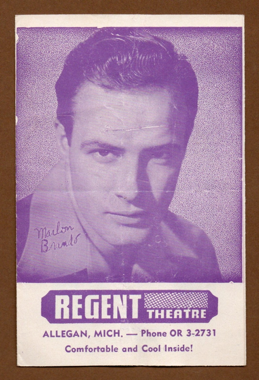 Regent Theater Handbill Flyer Advertisement, Vintage 1961 Marlon Brando, Movies
