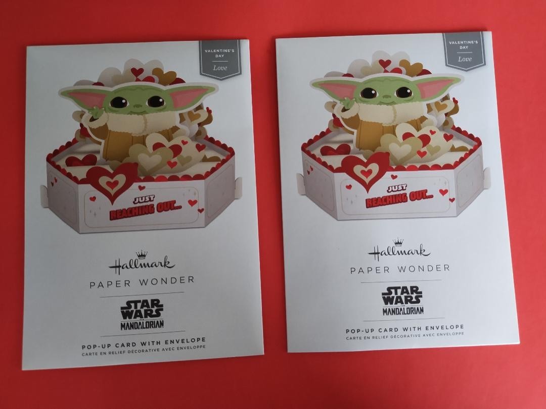 2X Hallmark Star Wars Mandalorian Grogu Pop Up Love Valentine’s Day Card New
