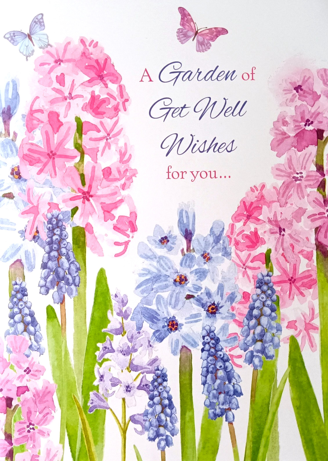 Art Greeting Get Well Thoughts Health Take Care Flower Butterflies Be Well