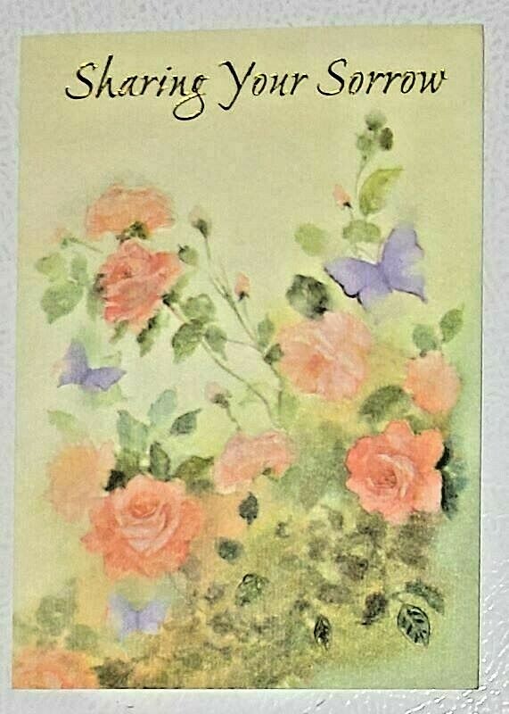 1 Sympathy Greeting Card/Envelope Flowers Butterfly Family Friend Sorrow Peace