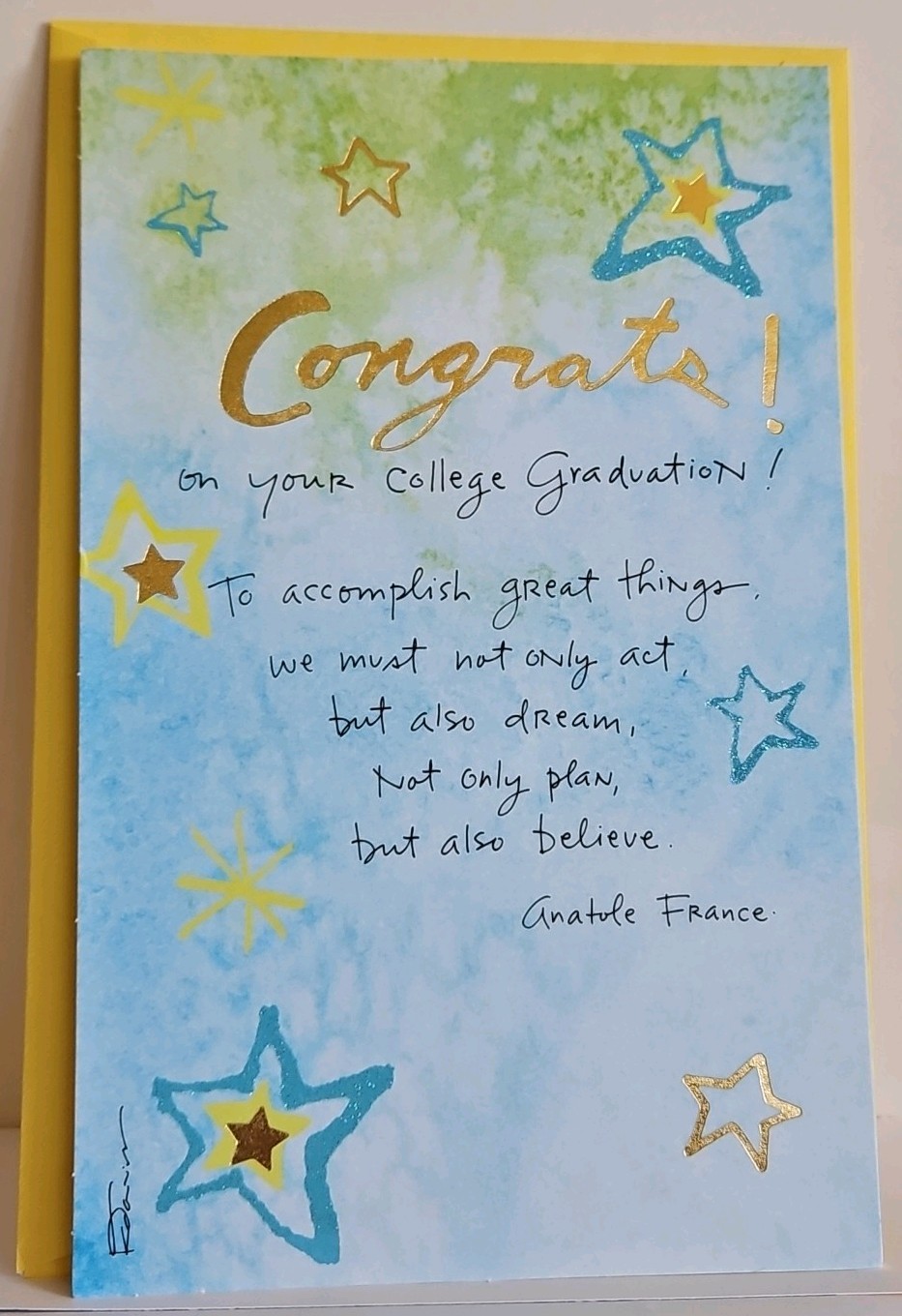 Graduation Card For A College Graduate By: American Greetings Front With Stars