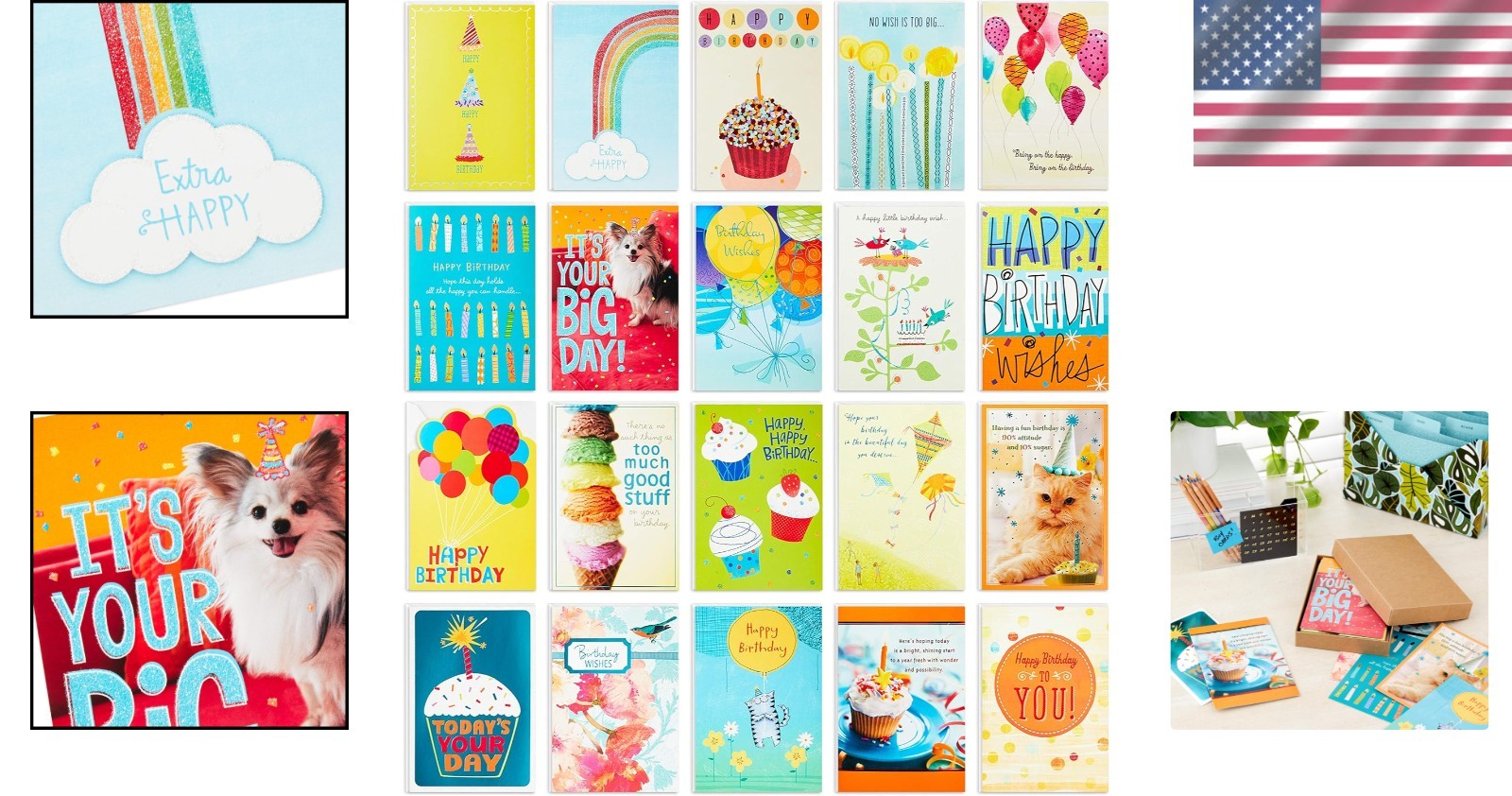 Birthday Cards Assortment, 20 Cards with Envelopes