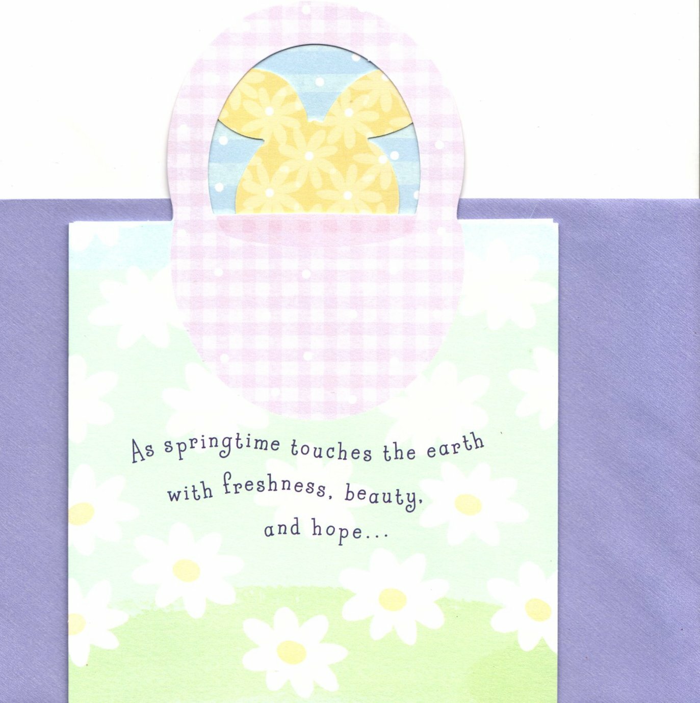 Happy Easter Bunny In A Basket Of Eggs Springtime Hallmark Greeting Card