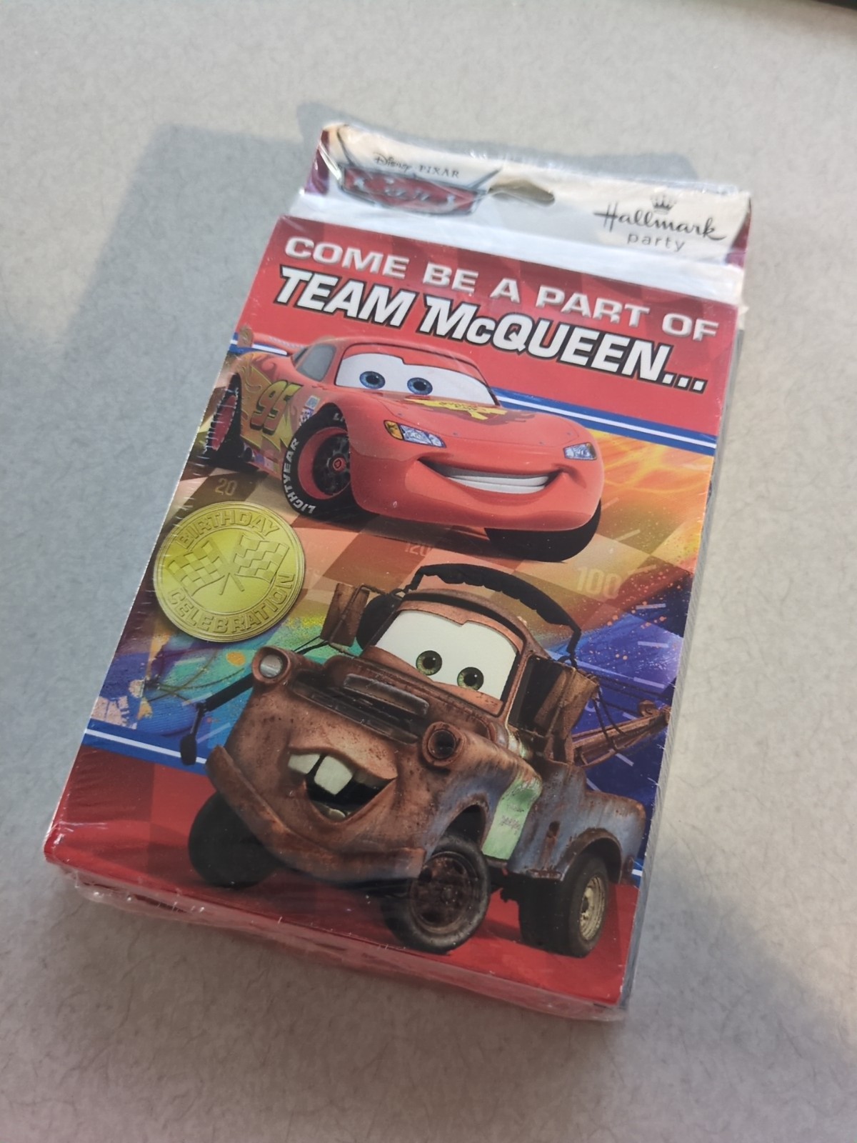 DISNEY Pixar CARS Hallmark Party BIRTHDAY 8 Invitations + 8 Thank Yous Team McQU