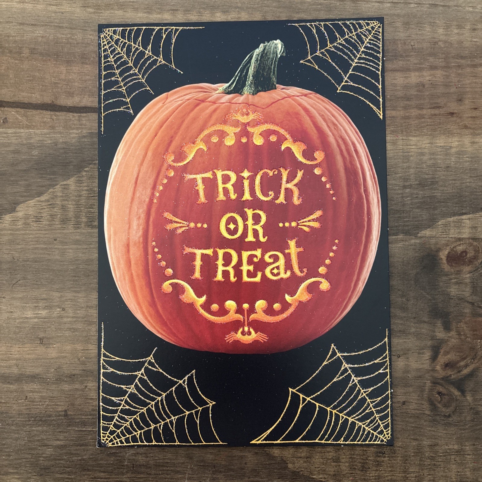 Hallmark Happy Halloween Greeting Card “Trick Or Treat” With Glitter