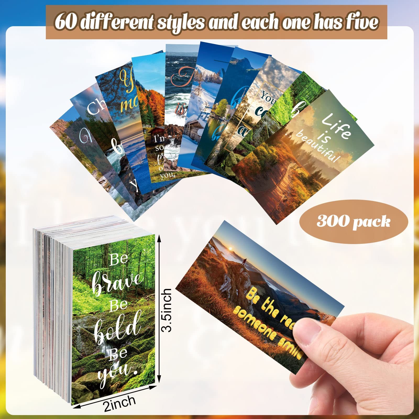Jinei 300 Inspirational Affirmation Cards Positive 3.5 x 2 inches, multicolor