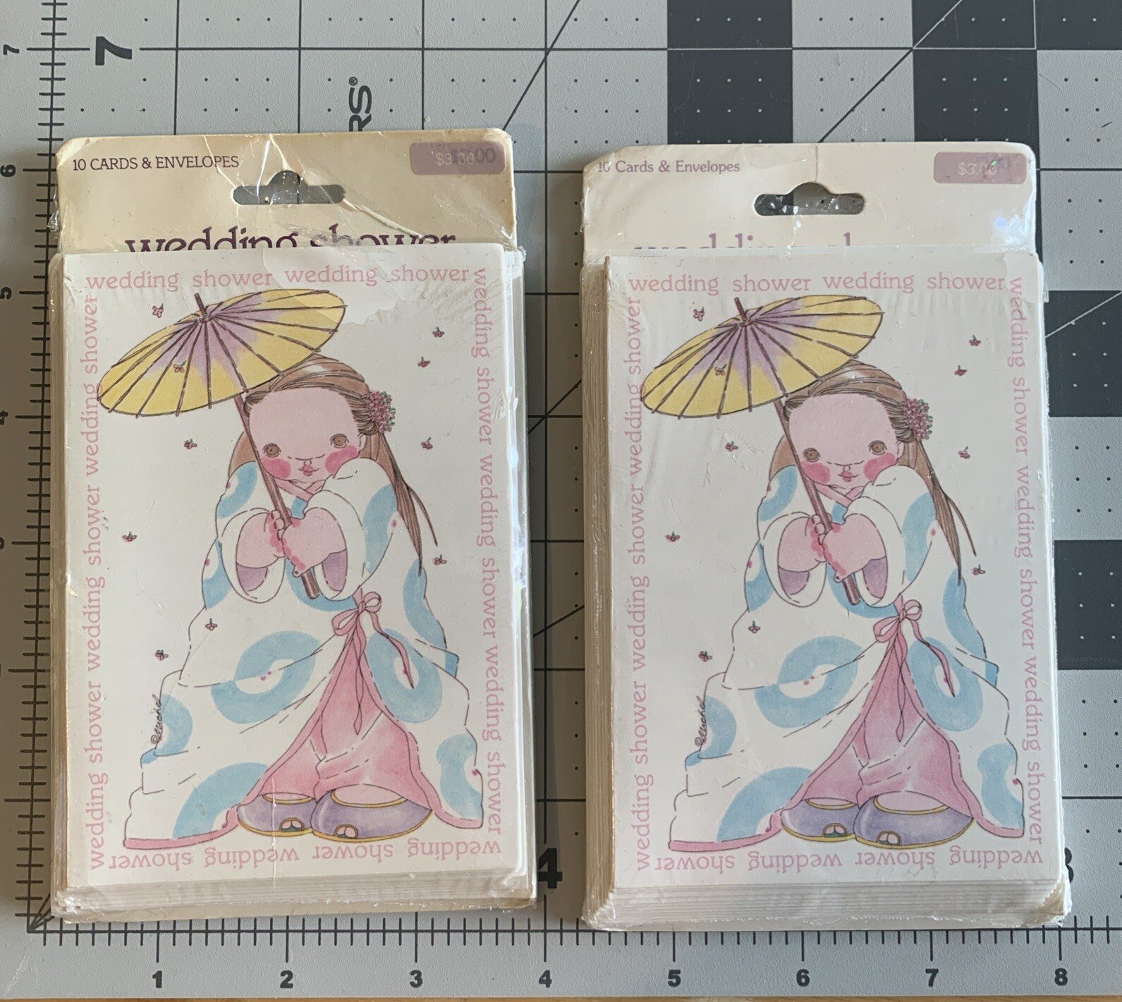 VTG Michel & Company Wedding Shower Invitations Kimono Girl 2 Packs Of 10 Cards