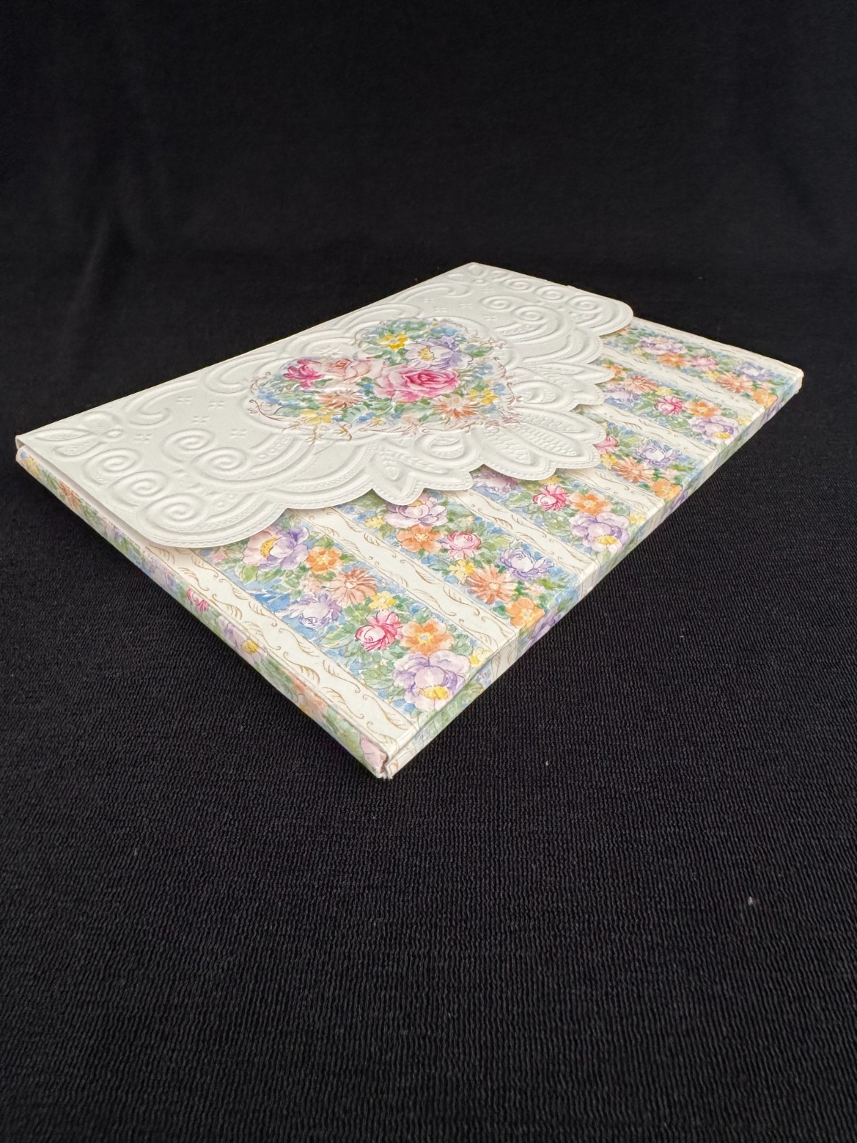 Carol Wilson Fine Arts Floral Heart Roses Embossed Blank Note Cards Envelopes