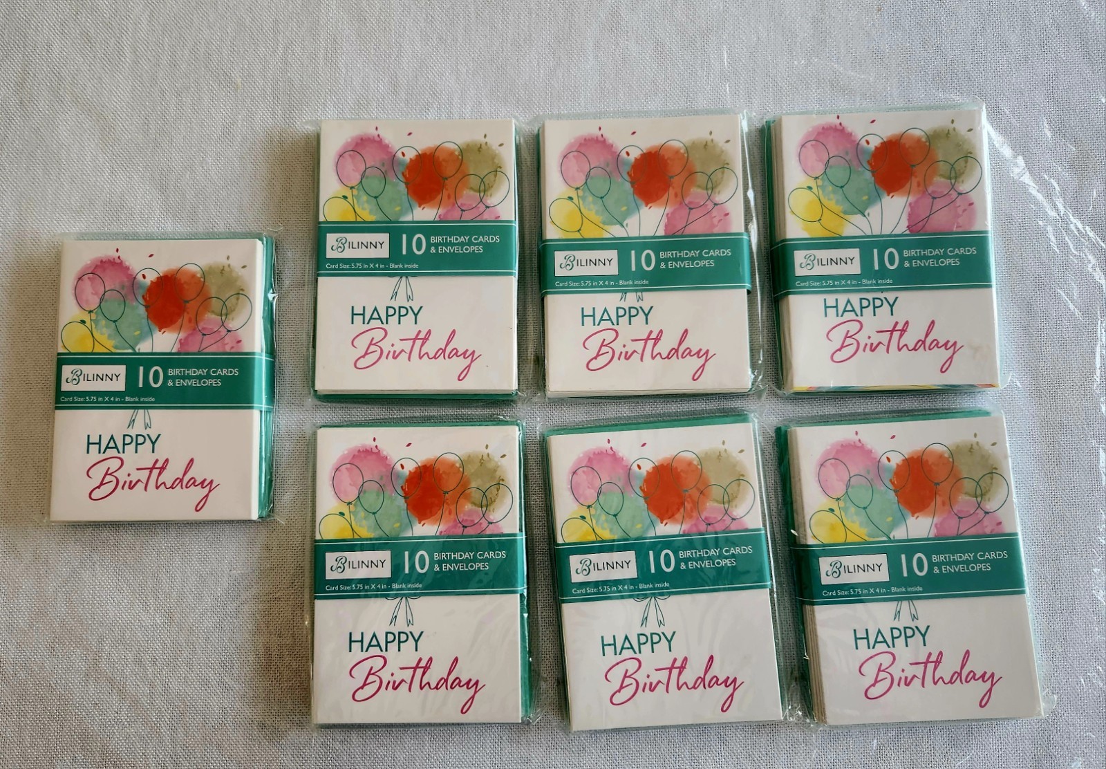 happy birthday Greeting cards blank 5.75×4 blue envelope Balloon 7 pack of 10=70