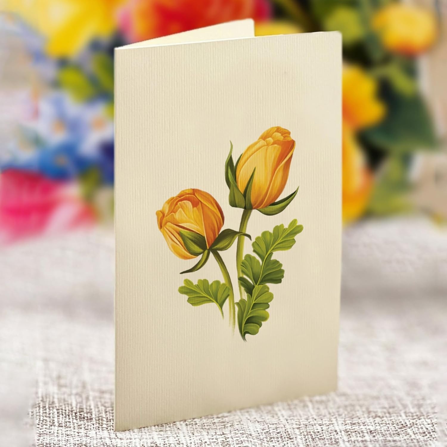 Elegant 6-Inch Sorbet Roses 3D Pop-Up Card – Perfect for Birthdays & Thank Yous