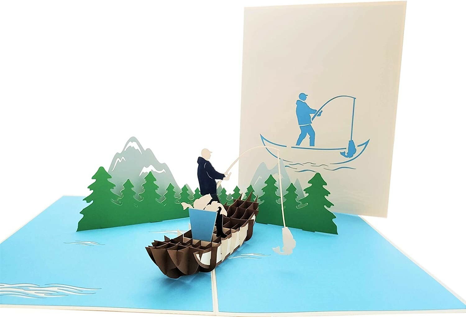 Fishing Pop Up Card Handmade Pop Up Fisherman Birthday/Get Well/Fathers Day Card