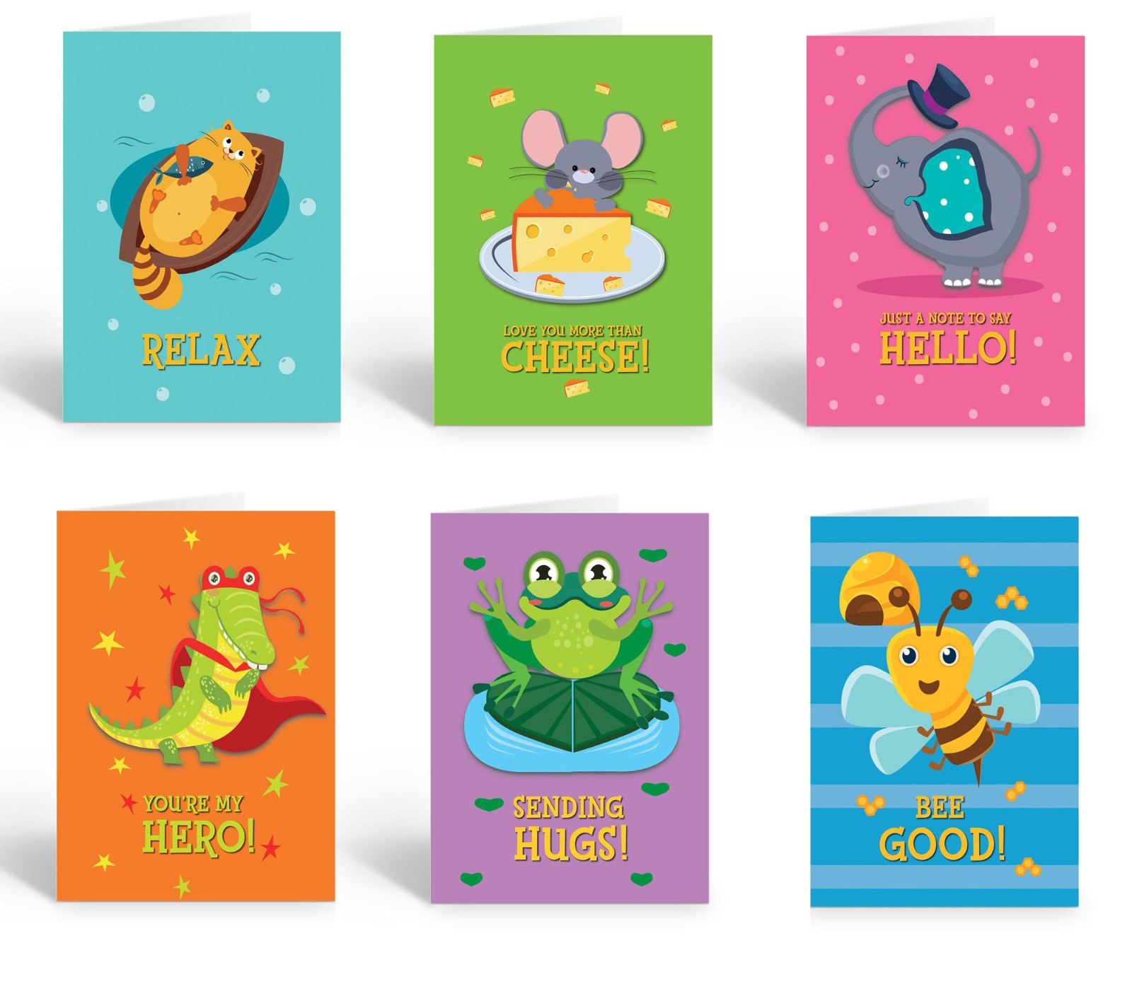 Assorted Kids Encouragment Cards – 12 Cards w/Envelopes – Size 4.25″ x 5.5″