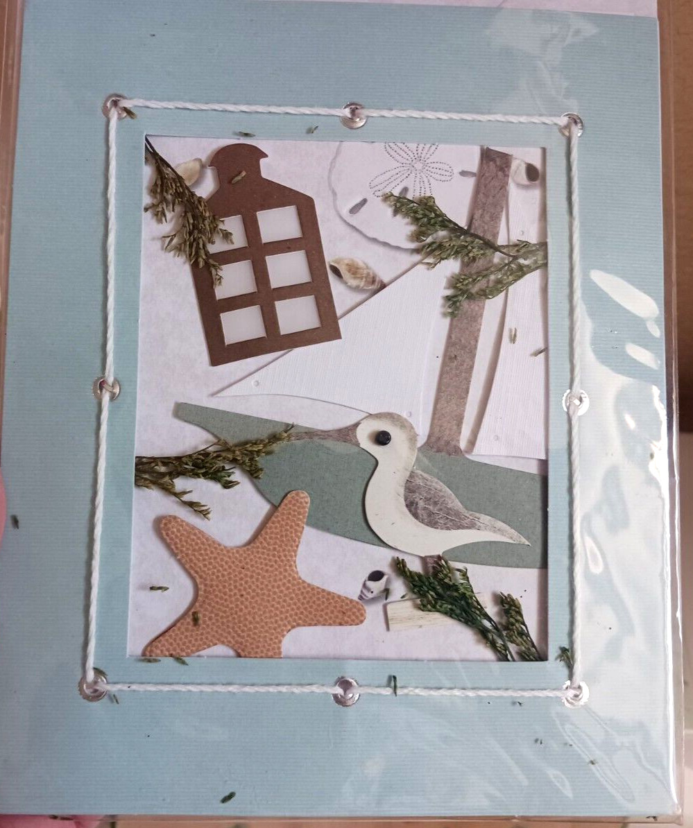 6 3/4 X 5.5″ NEW/SEALED SEASIDE BLANK CARD W/ SEAGULL, STARFISH,BOAT & LANTERN